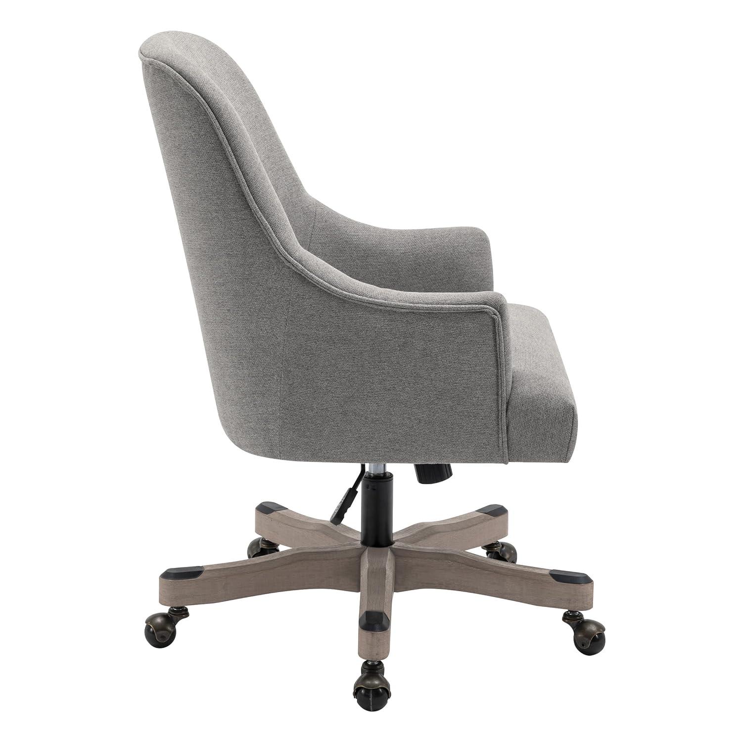 Bradwell Office Chair in Mint Fabric -Rustic Wood Base-Semi Asm