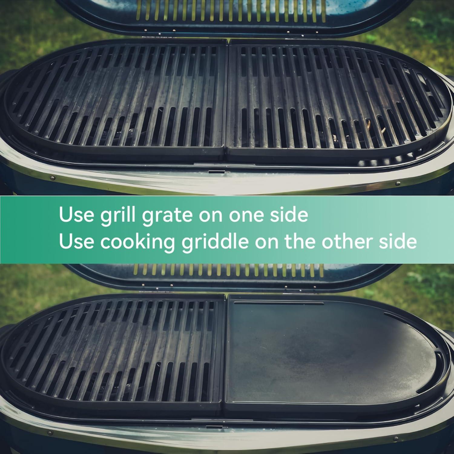 Cast Iron Half Grill Cooking Griddle for Coleman RoadTrip Swaptop Grills LX LXE LXX, Non-Stick Flat Cooking Pan BBQ Accessories, 1 Pack