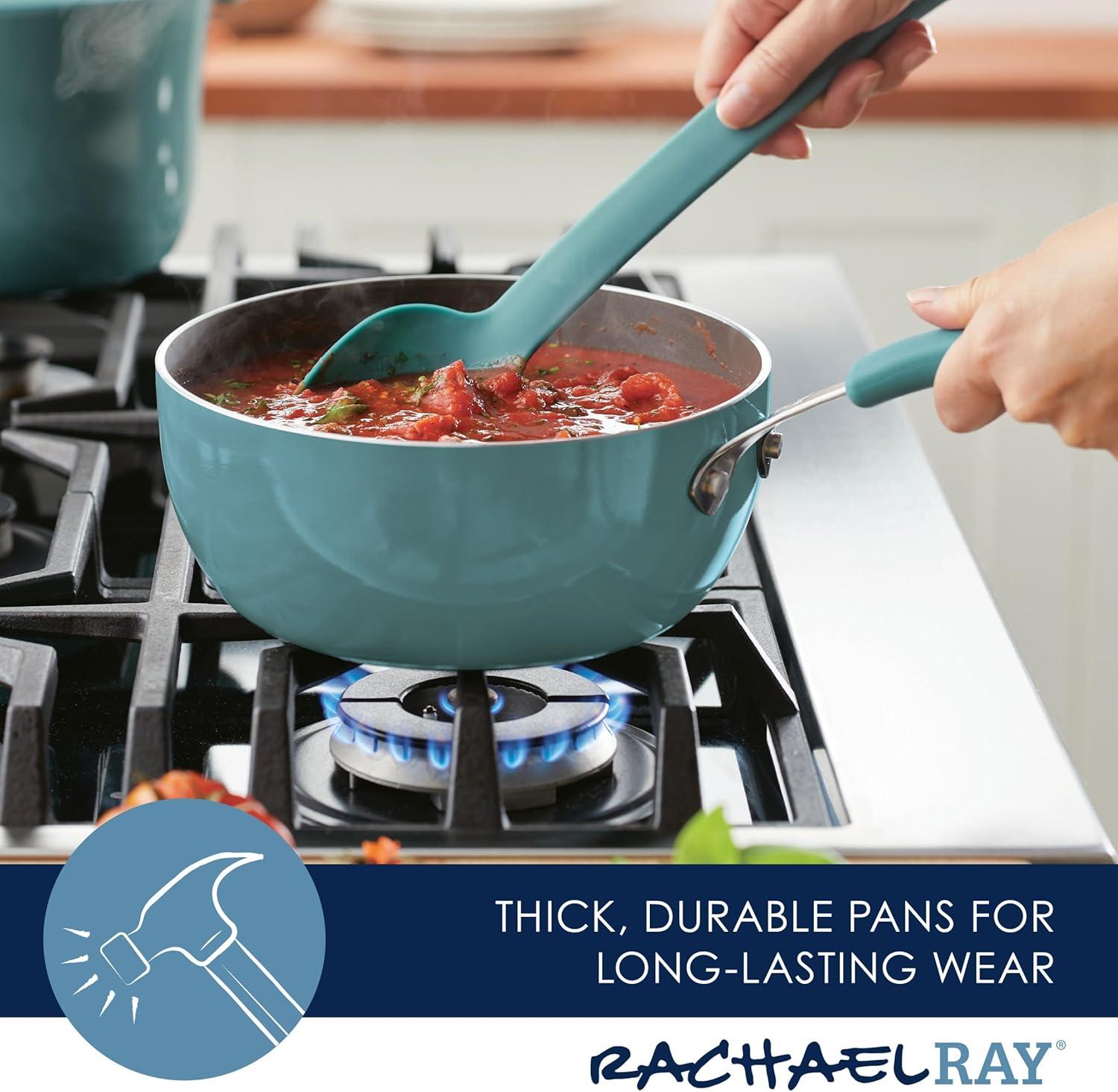 Rachael Ray Cook and Create Aluminum Nonstick Saucier Pan, 3-Quart