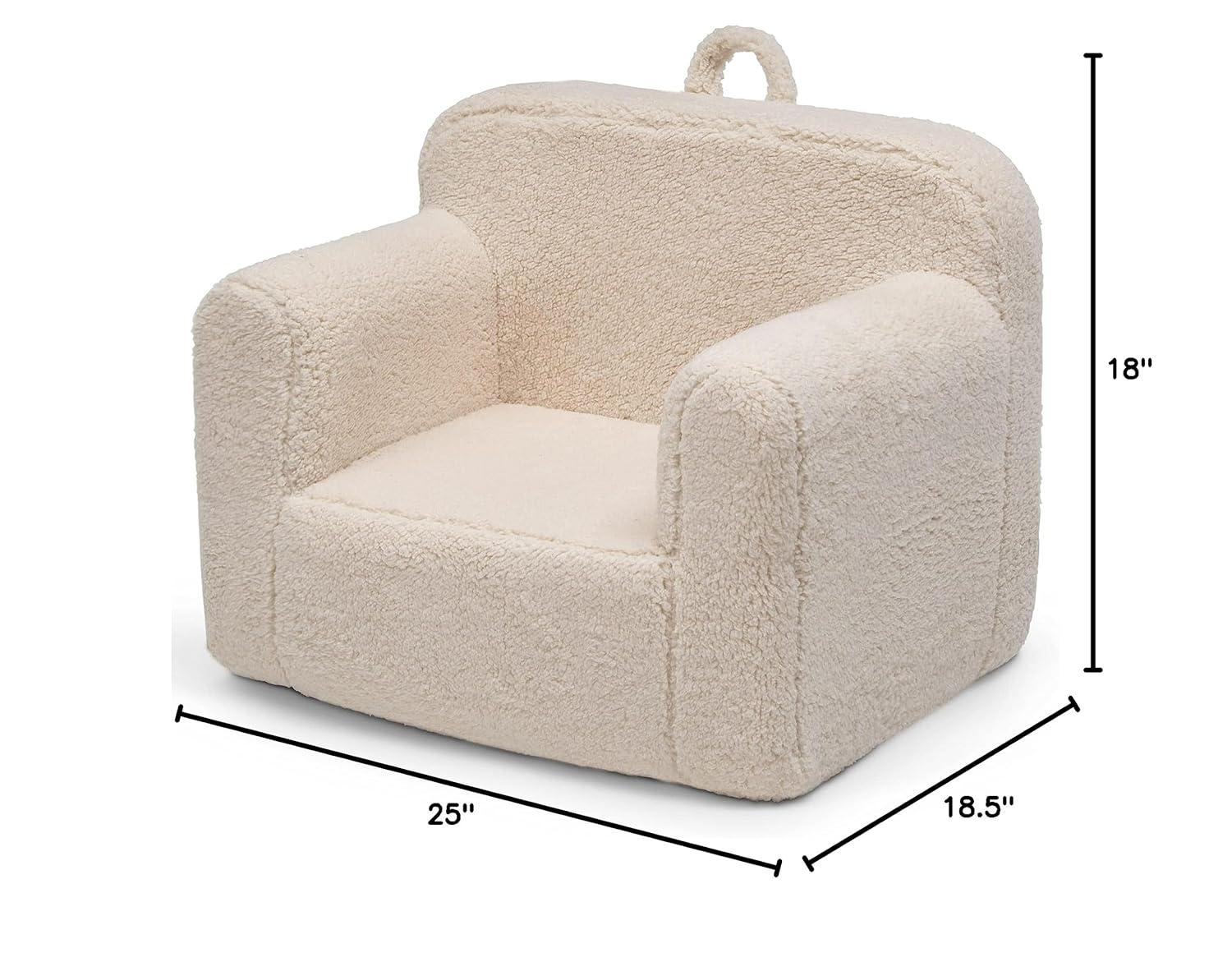 Cream Sherpa Kids' Foam Chair with Handle