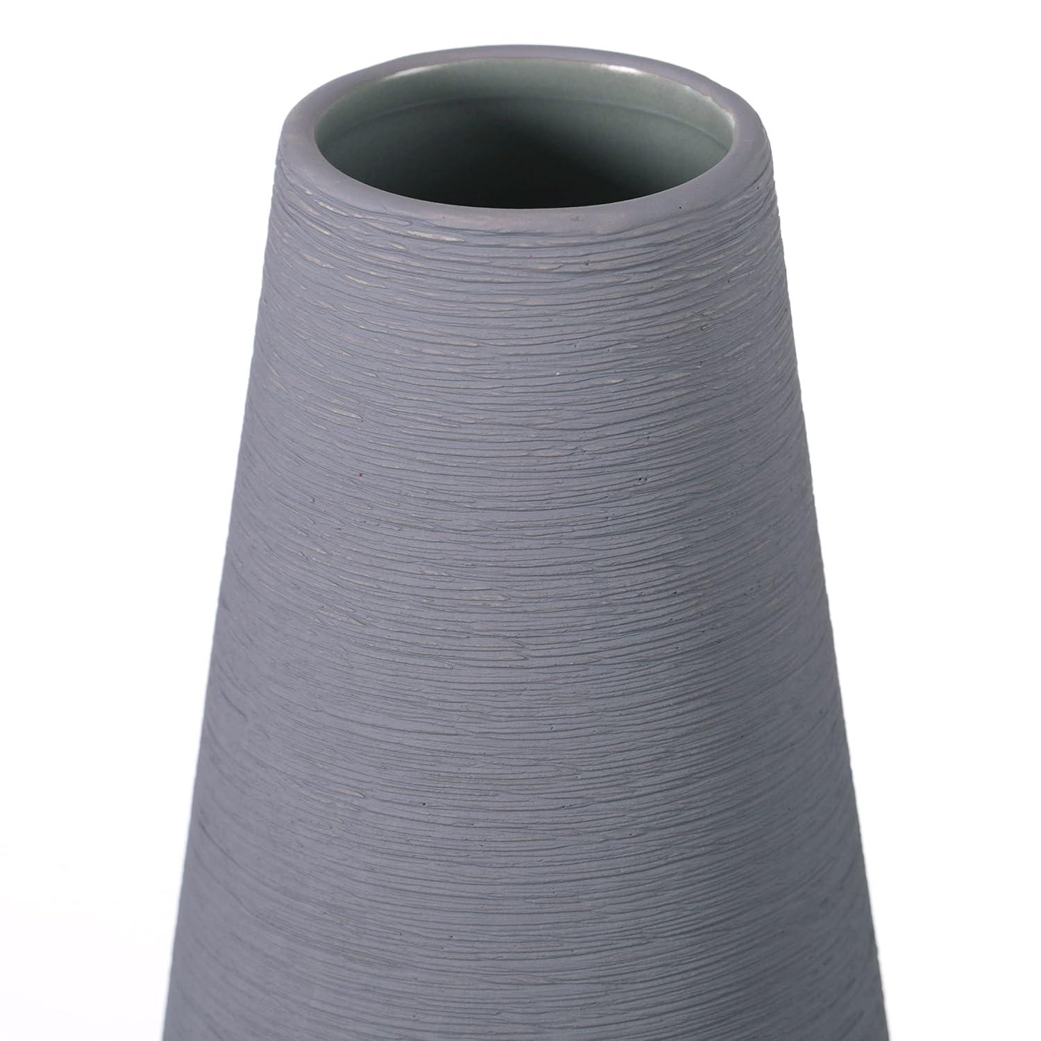 Uniquewise Decorative Ceramic Round Cone Shape Centerpiece Table Vase Set of 3, Pink Large, Gray Medium, and Green Small