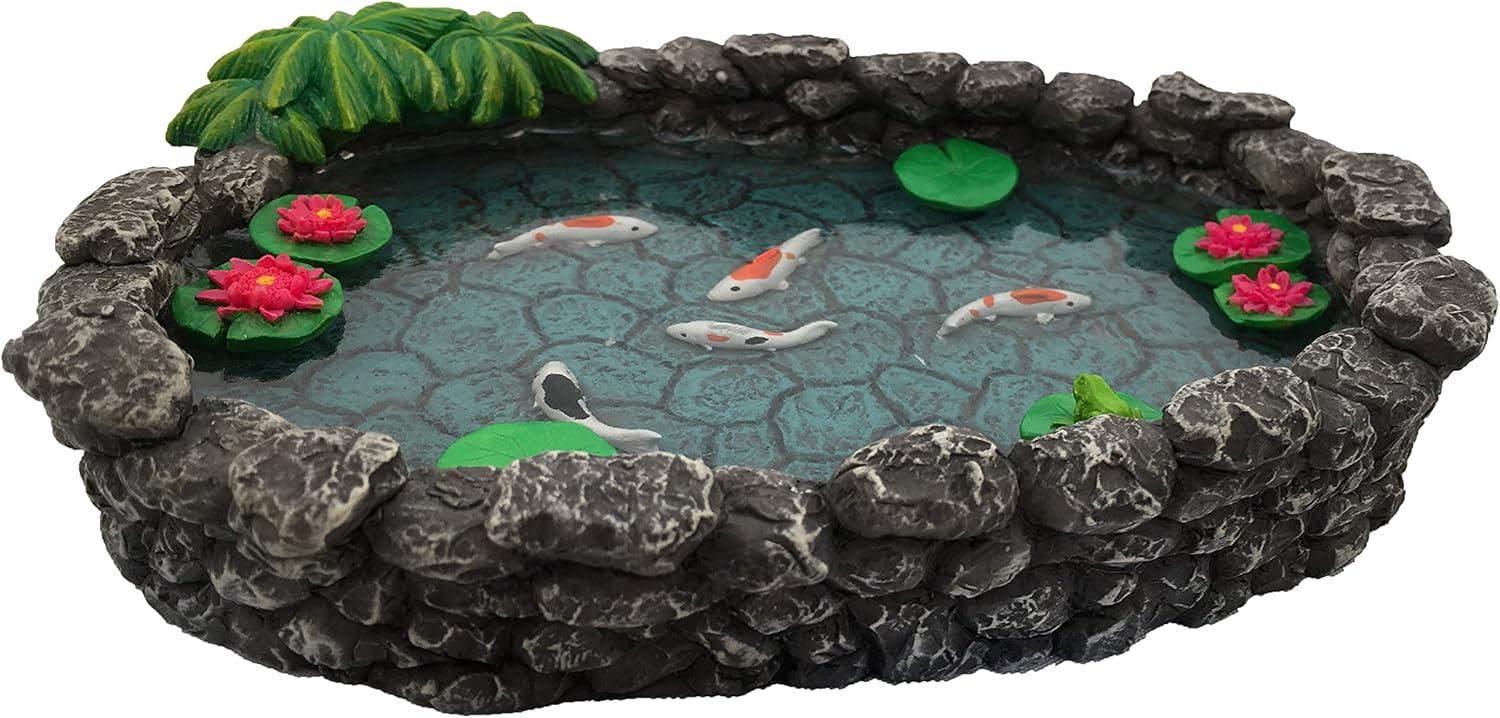KOI Miniature Pond -  Koi Pond for a Fairy Garden.  A Miniature Pond for a Miniature Fairy Garden and Enchanted Garden Accessories by GlitZGlam
