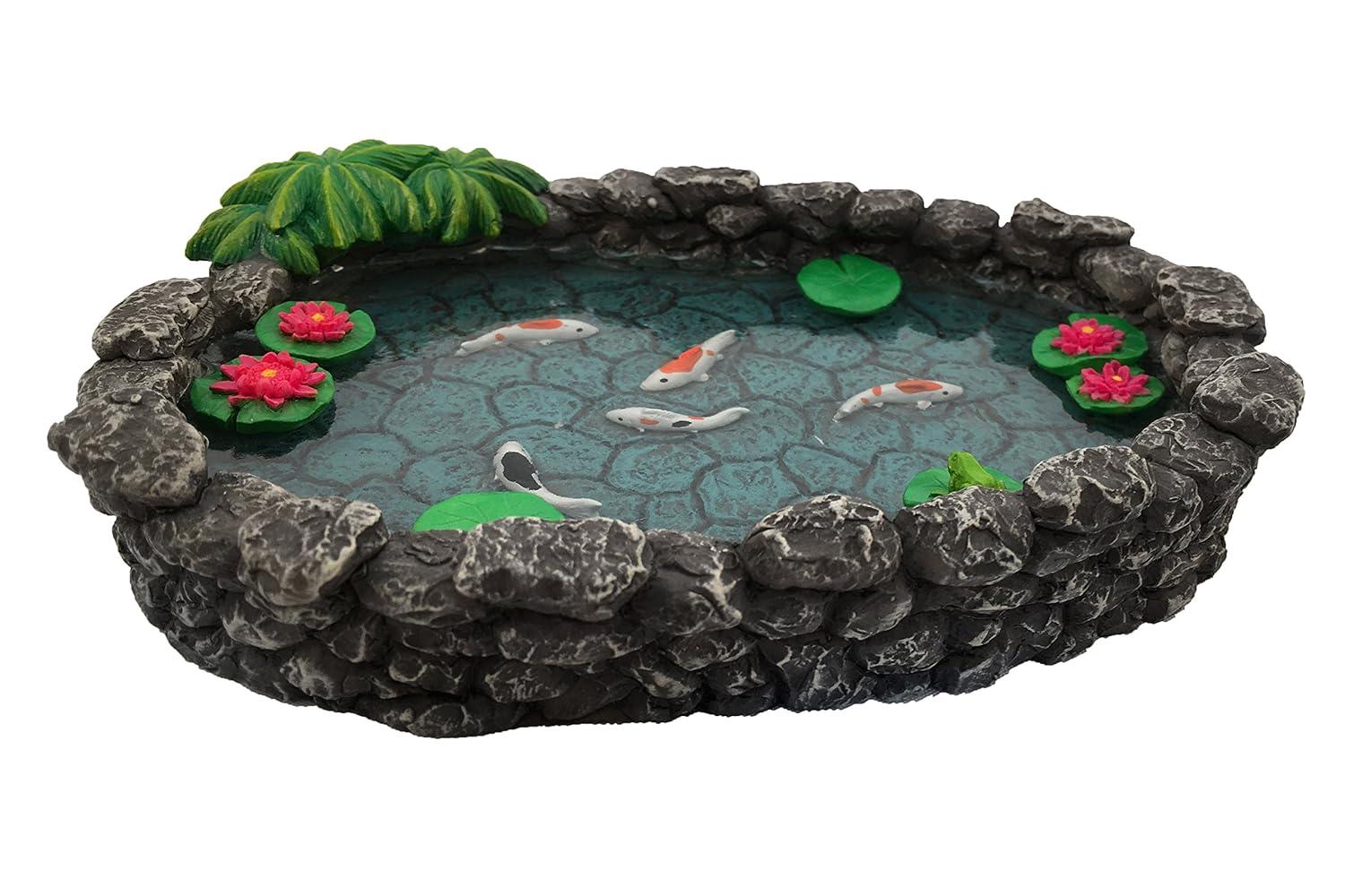 KOI Miniature Pond -  Koi Pond for a Fairy Garden.  A Miniature Pond for a Miniature Fairy Garden and Enchanted Garden Accessories by GlitZGlam