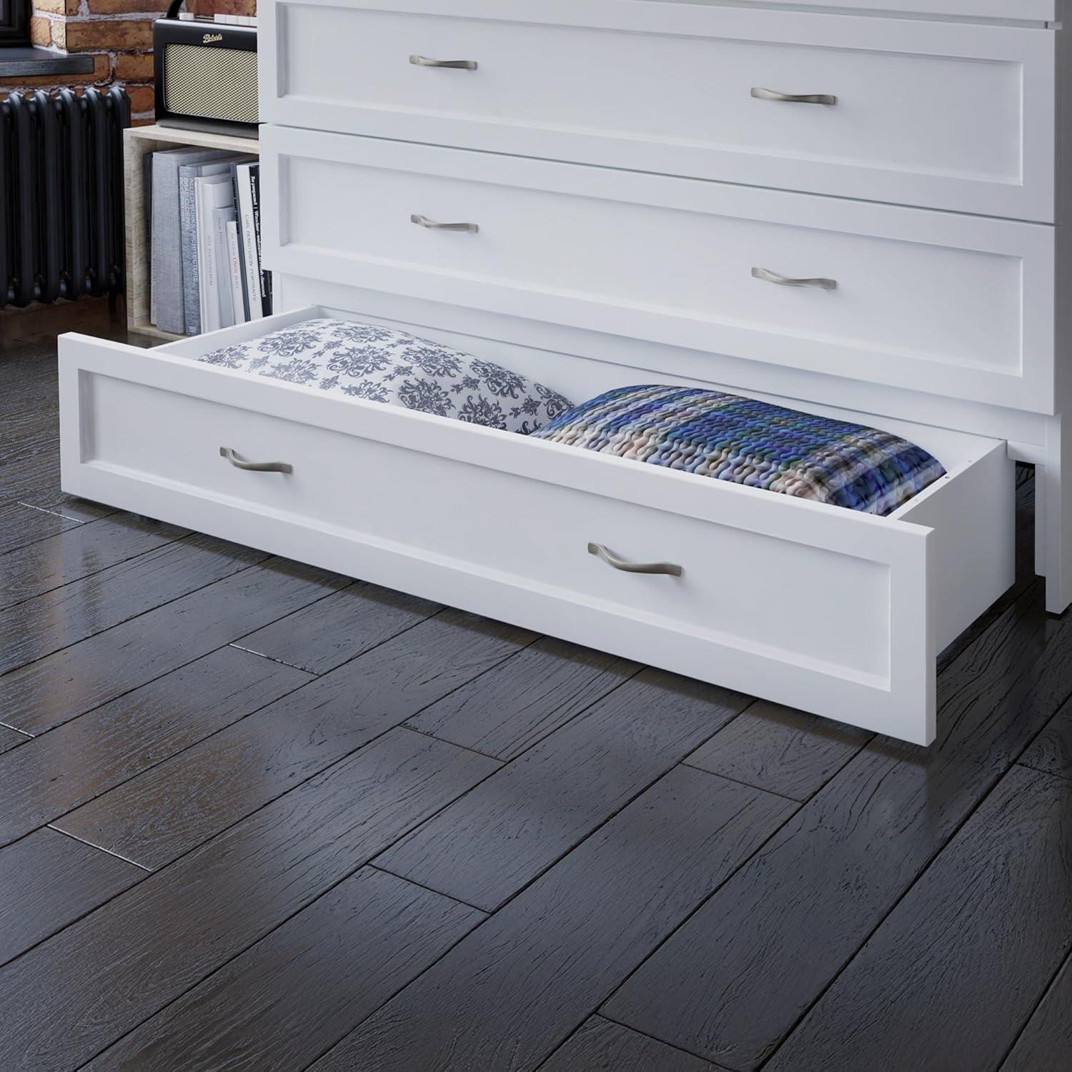 Full Deerfield Murphy Bed Chest USB Turbo Charger White - AFI