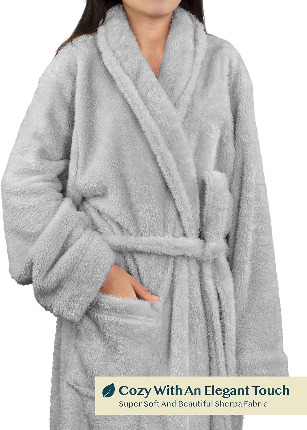 PAVILIA Premium Womens Plush Soft Robe Fluffy Warm, Fleece Faux Shearling Shaggy Bathrobe