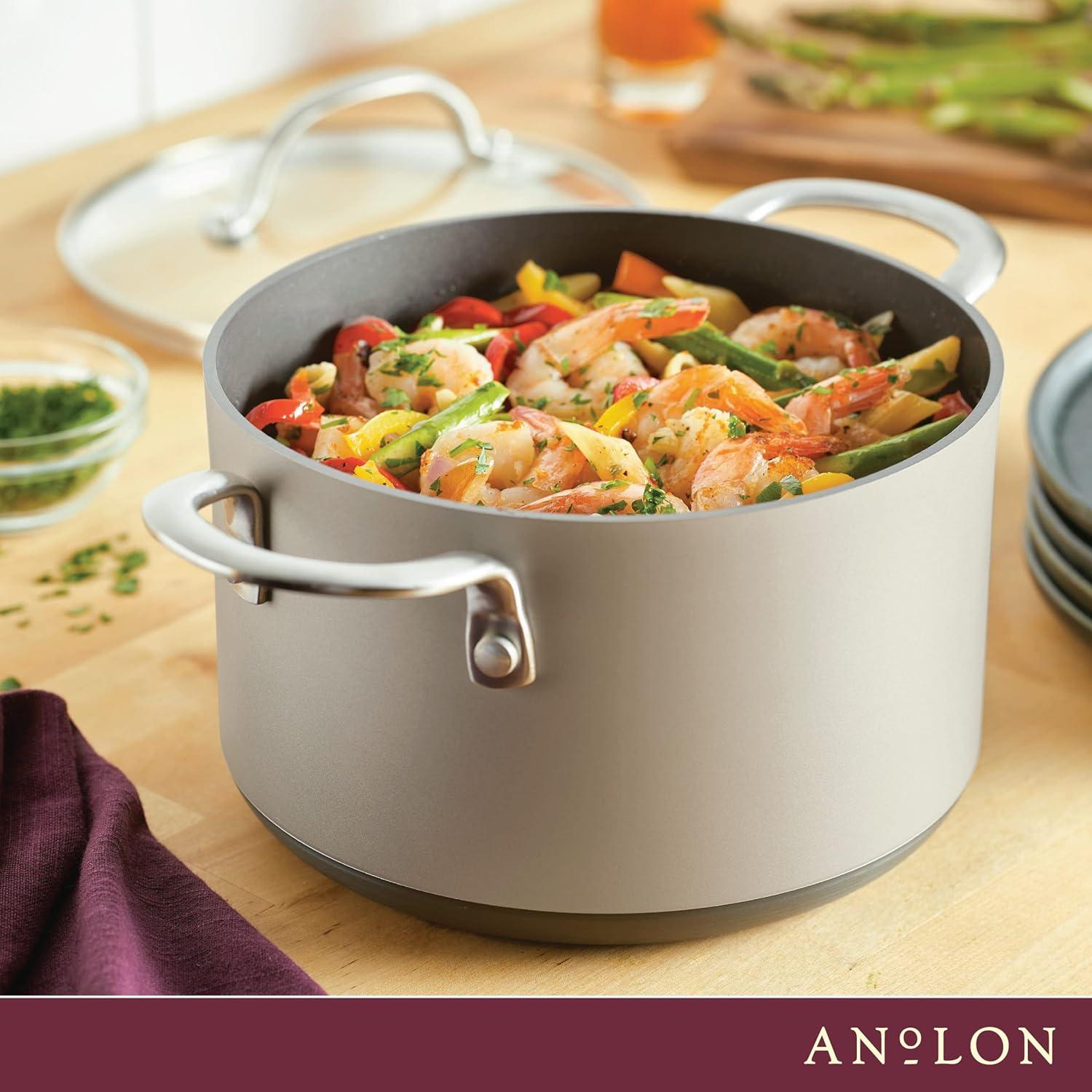 Anolon Achieve Hard Anodized Nonstick Saucepot with Lid, 4 Quarts