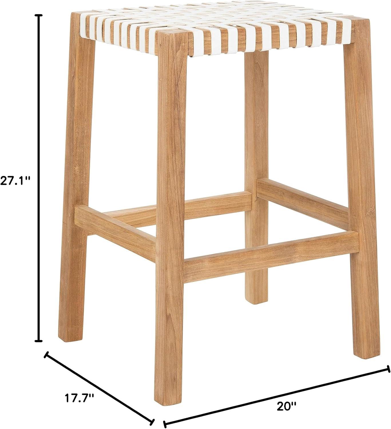 Capri Counter Stool - BST1009 - Natural Teak/White - Safavieh