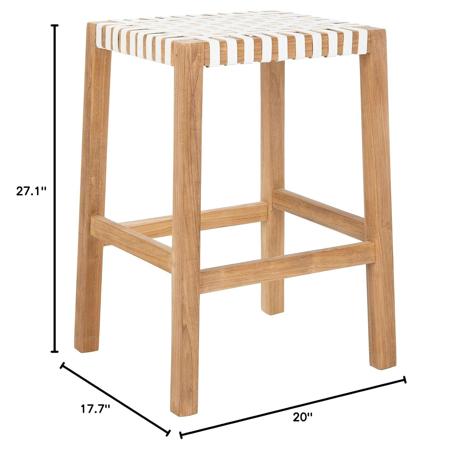 Capri Counter Stool - BST1009 - Natural Teak/White - Safavieh