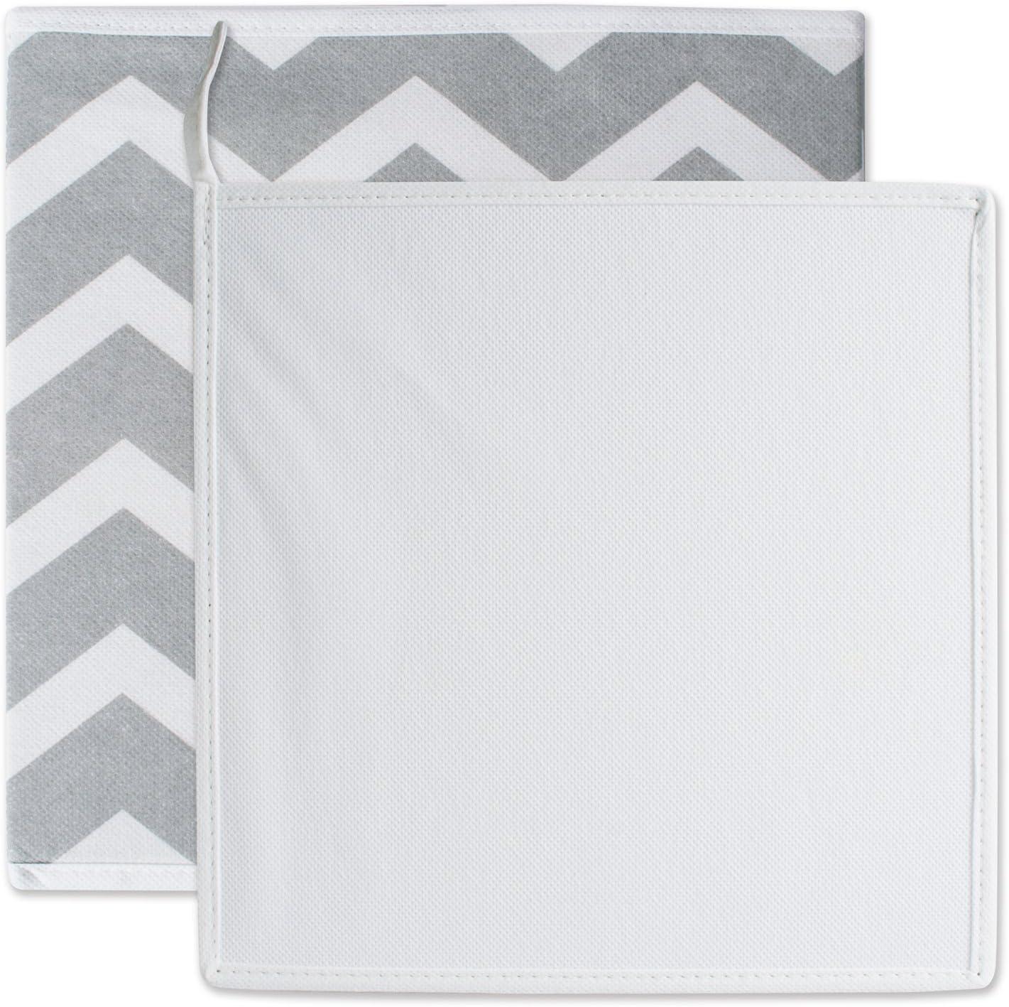 DII Non Woven Polyester Storage Bin, Chevron, Gray, Small Set of 2