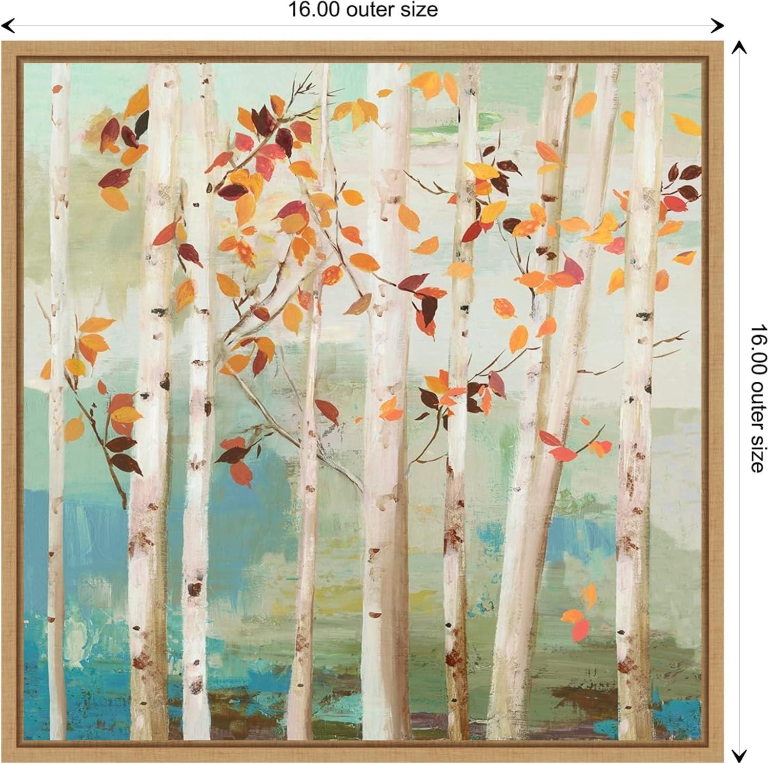 Amanti Art Fall Birch Trees by Allison Pearce Canvas Wall Art Print Framed 16 x 16-in.