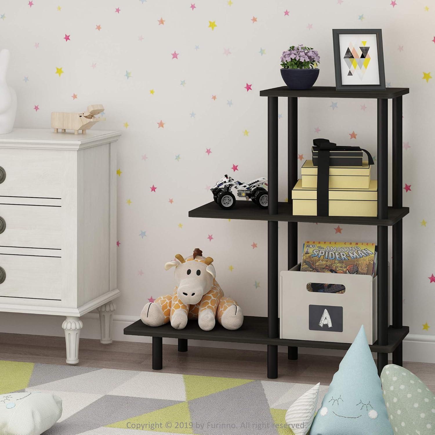 18127EX-BK Turn-N-Tube 3-Tier Sofa Side Table, Espresso & Black - 31.5 x 25.63 x 11.61 in.