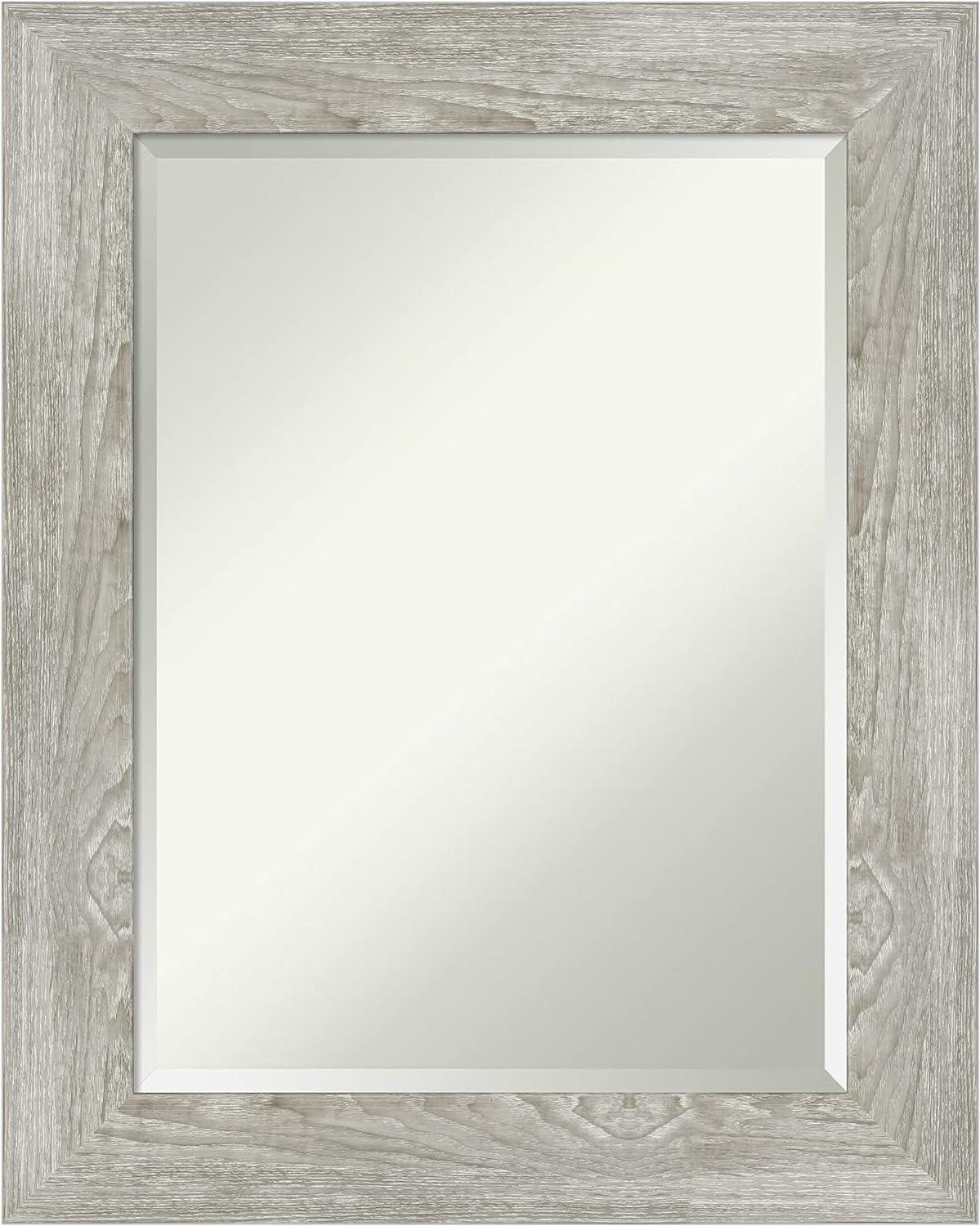 Amanti Art Beveled Bathroom Wall Mirror - Dove Greywash Frame Outer Size: 24 x 30 in