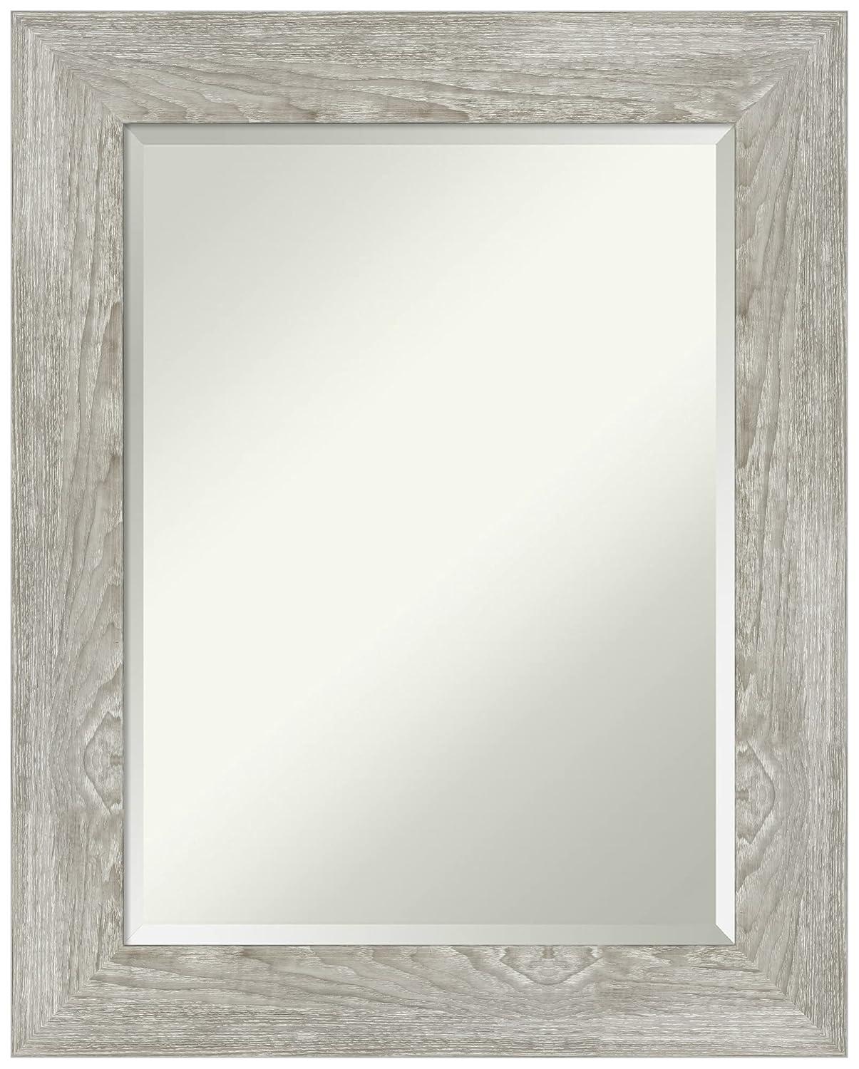 Amanti Art Beveled Bathroom Wall Mirror - Dove Greywash Frame Outer Size: 24 x 30 in