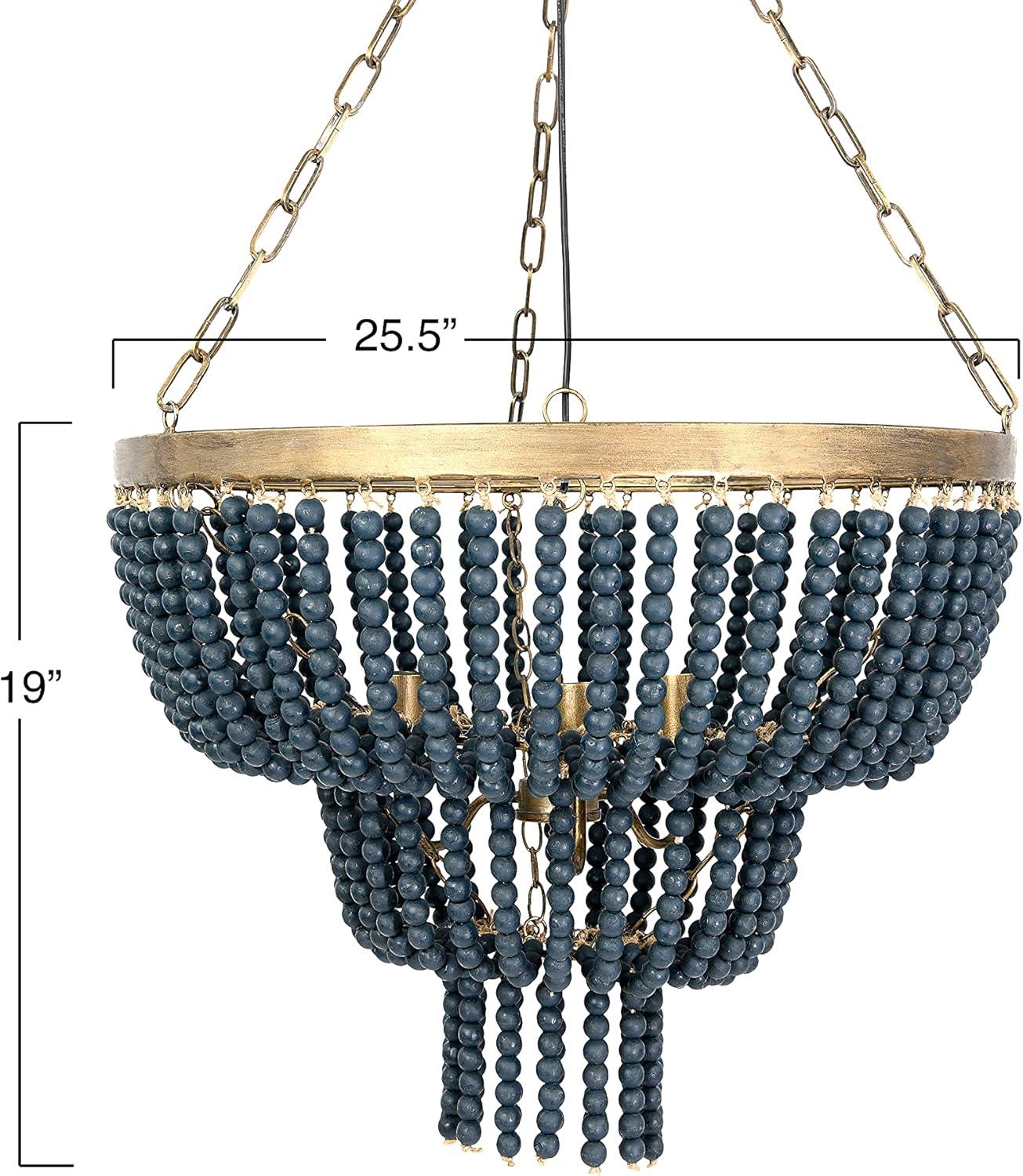 Storied Home 2-Tier Draped Wood Bead Chandelier