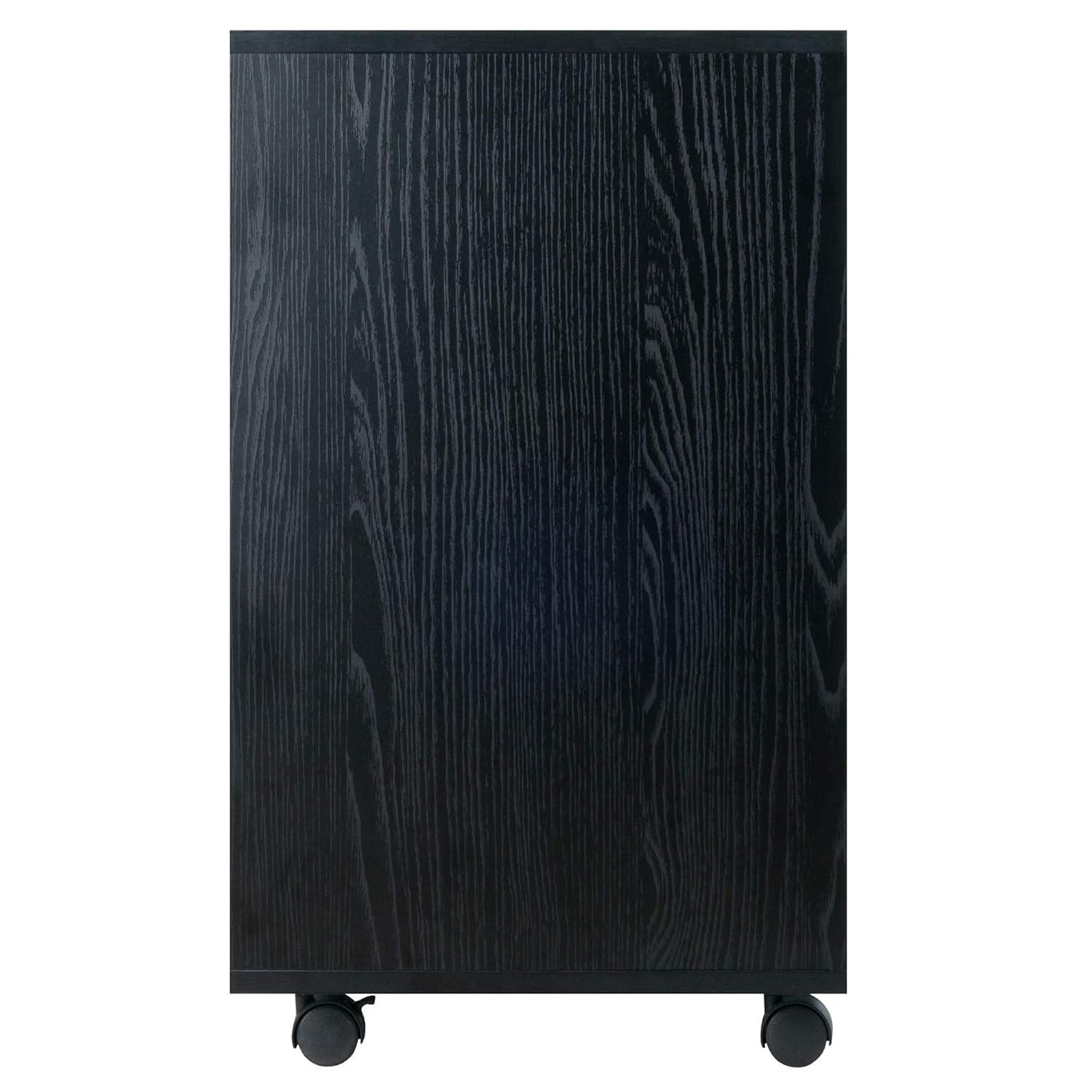 Halifax Cabinet with 5 Drawer & 1 Side Cabinet Black - Winsome: Mobile Storage Unit, Composite Wood, Modern Design