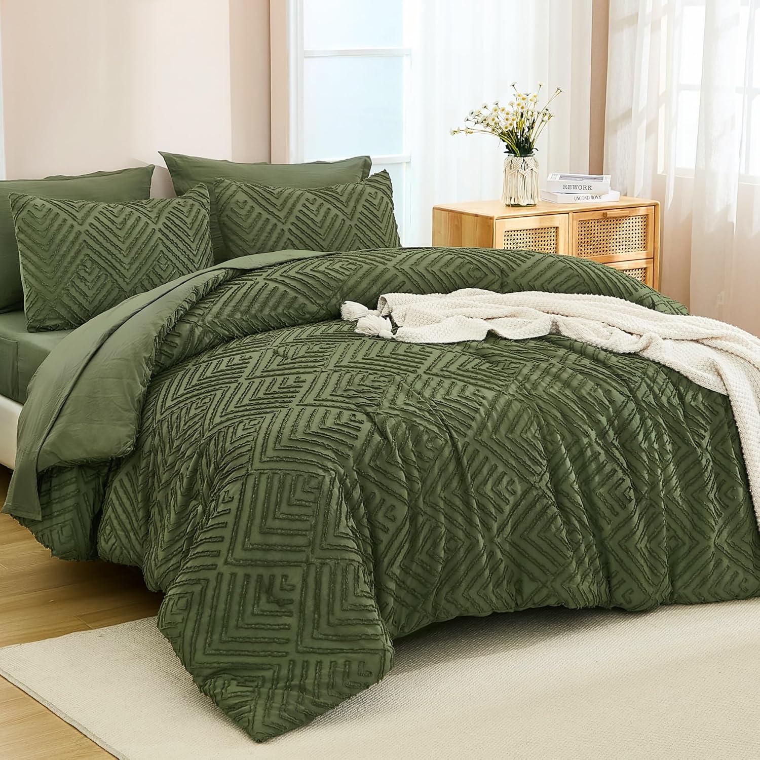 Emerald Green Microfiber Queen Bed in a Bag Set