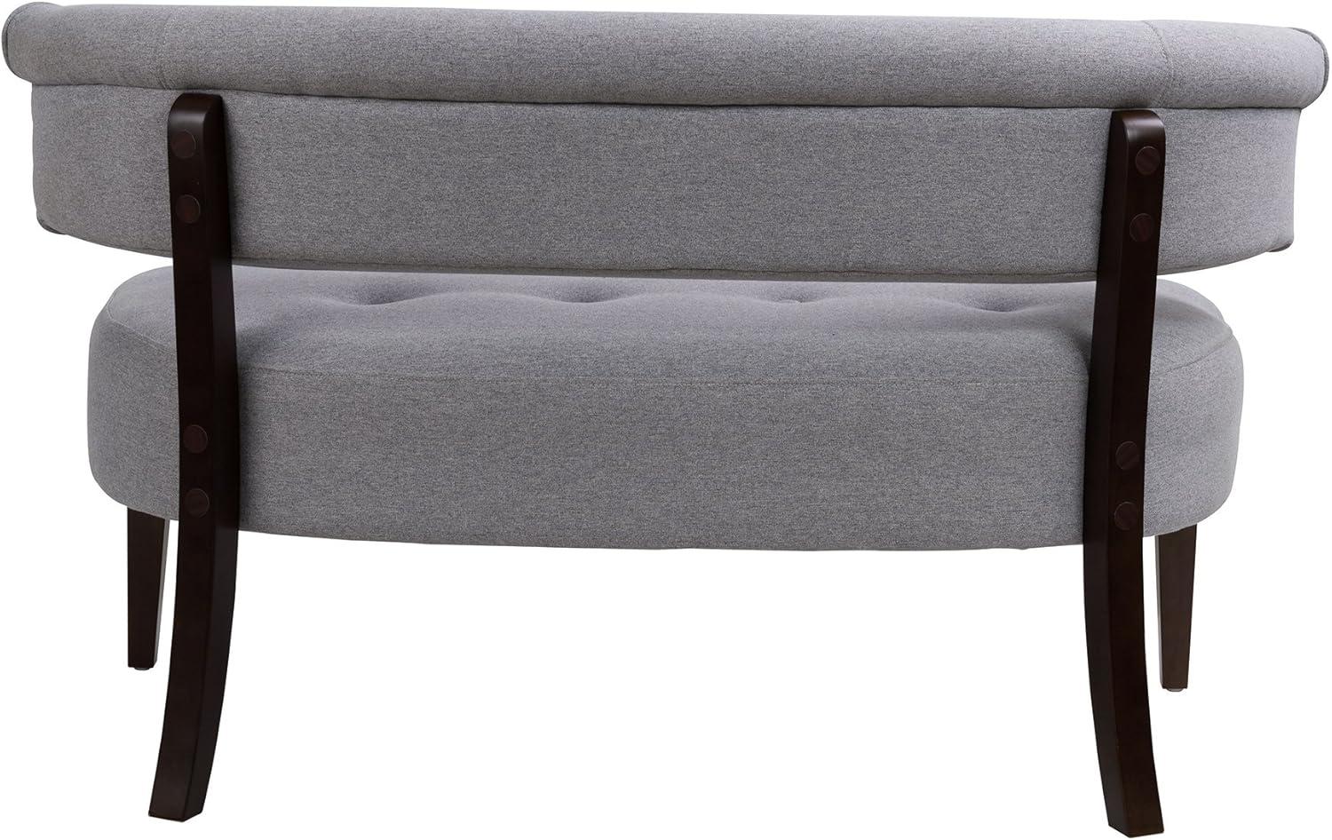 Light Gray Polyester Tufted Roll Arm Settee Bench