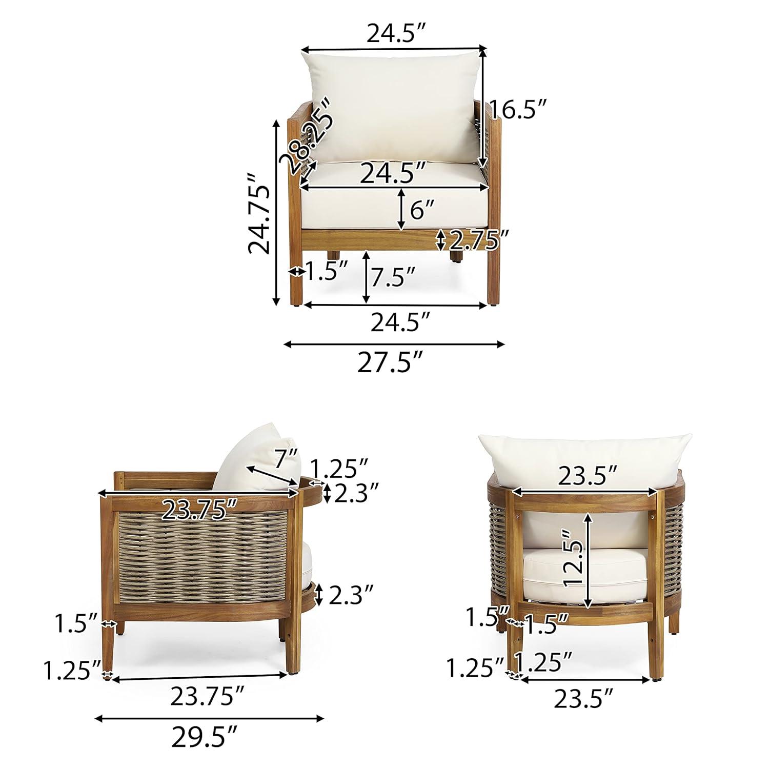 Burchett 2pk Outdoor Acacia Wood Club Chairs with Cushions: Weather-Resistant, UV-Resistant - Christopher Knight Home