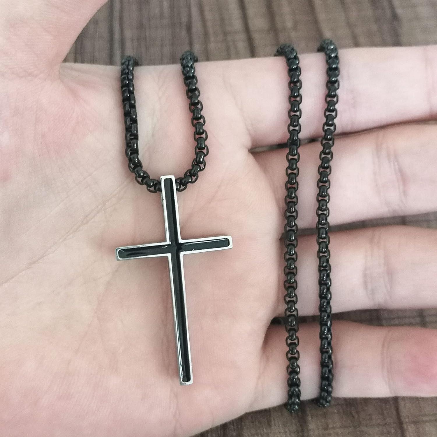 Philippians 4:13 Cross Pendant Necklace, I CAN DO ALL THINGS Bible Verse Stainless Steel Necklace Confirmation Jewelry Gifts