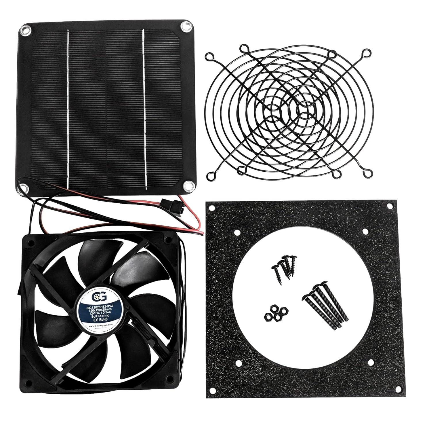 coolerguys Small Solar Powered Waterproof Fan Kit for Small Chicken Coops, Greenhouses, Doghouses, Sheds, And Other Enclosures