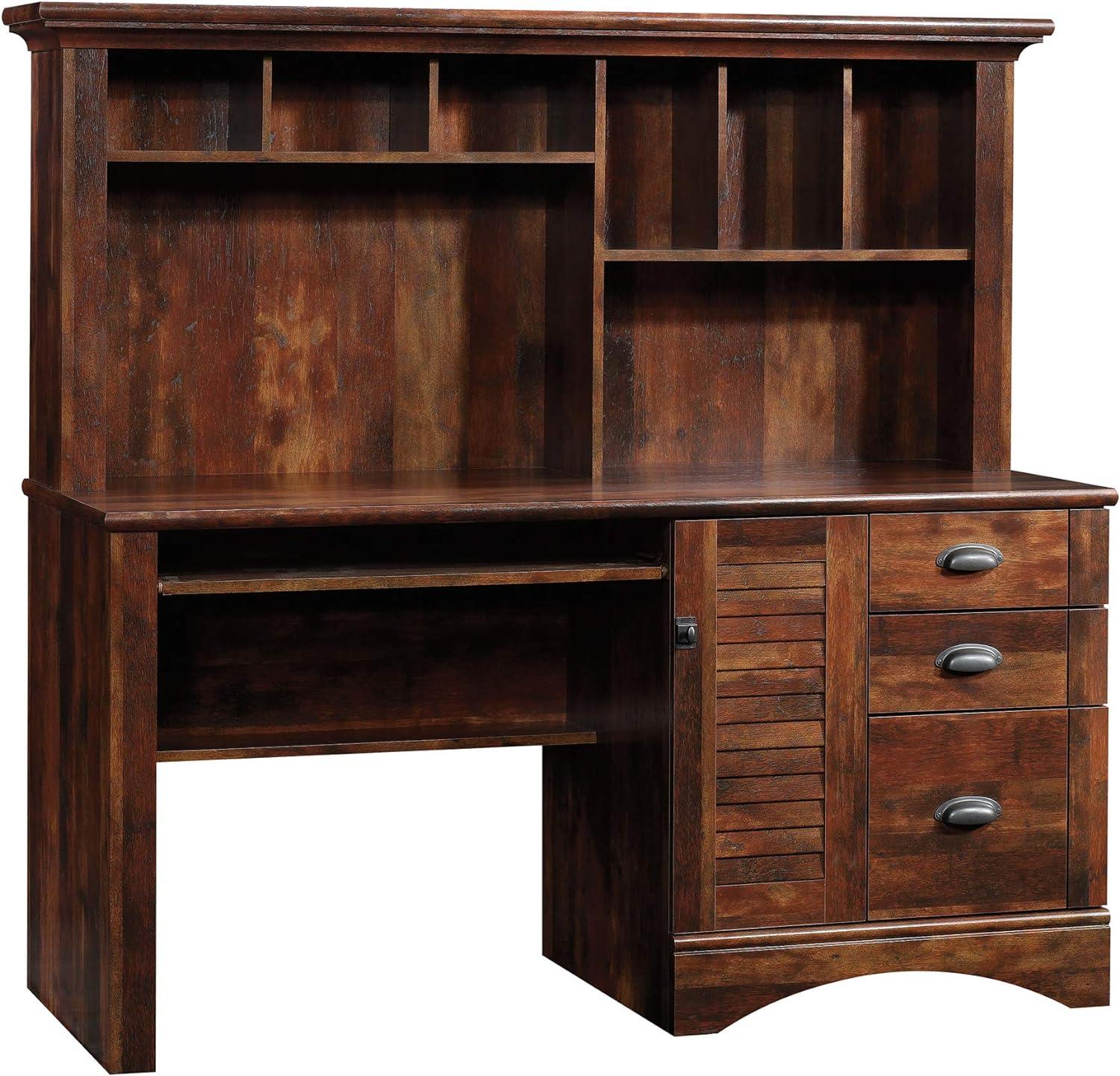 Curado Cherry Wood Computer Desk with Hutch and Storage