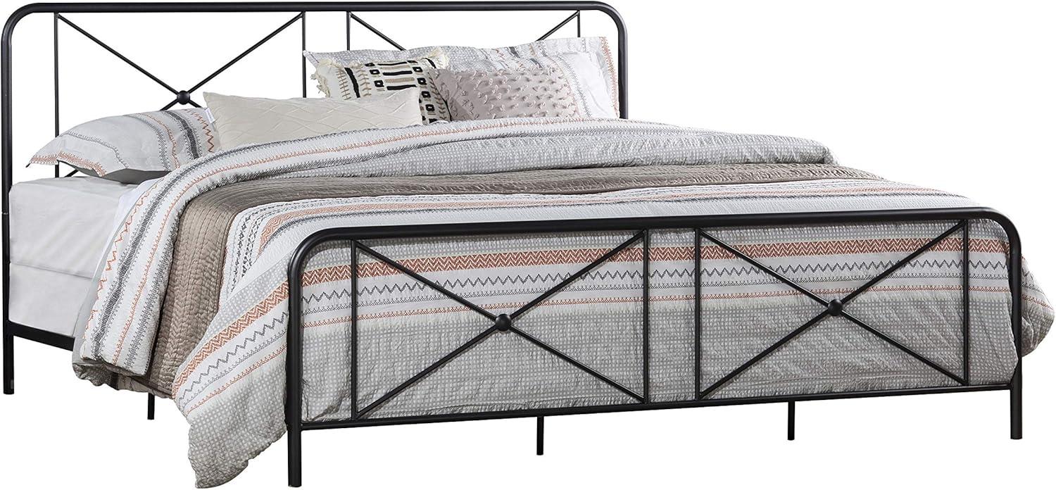 Hillsdale Furniture Williamsburg Geometric Design Metal King Bed, Black Sparkle