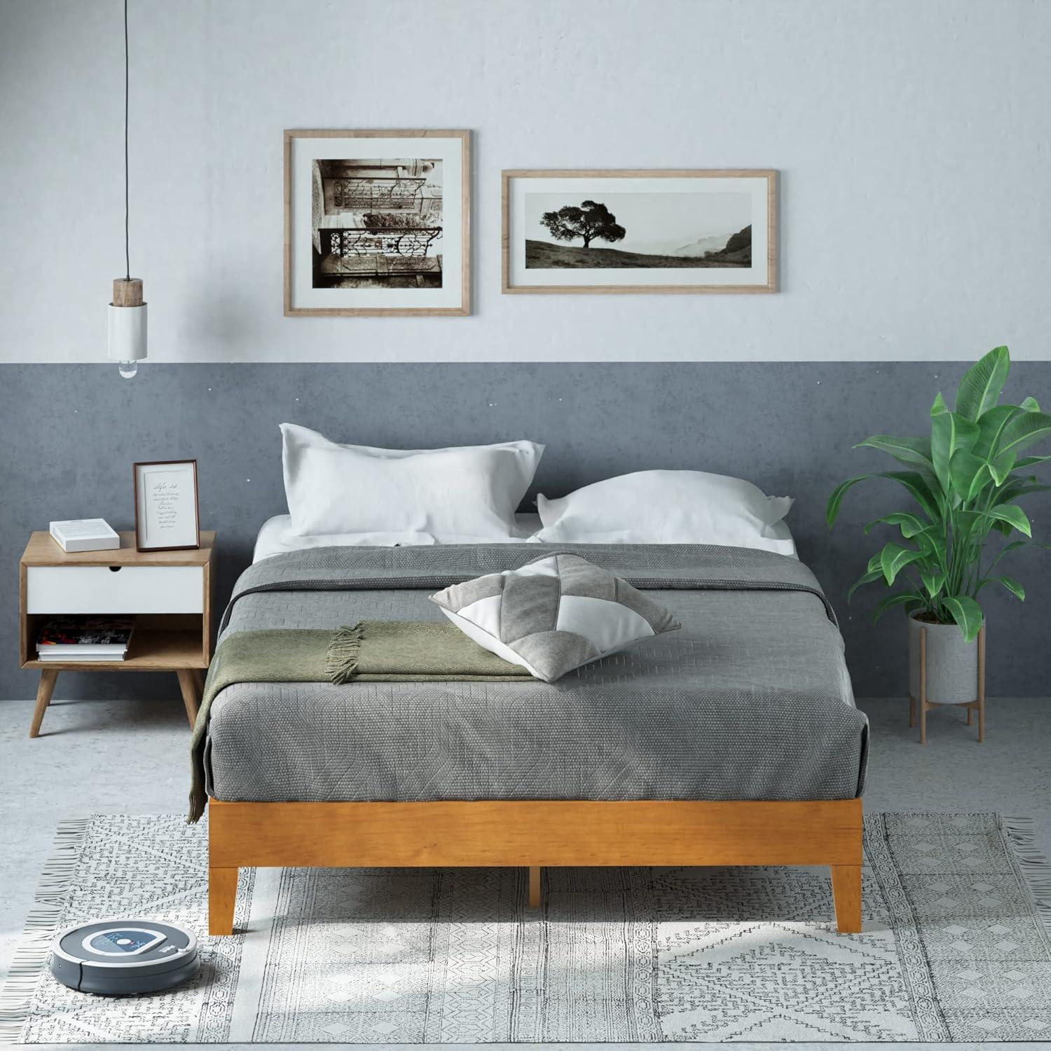 ZINUS Alexis Deluxe Wood Platform Bed Frame / Solid Wood Foundation / No Box Spring Needed / Wood Slat Support / Easy Assembly, Rustic Pine, King