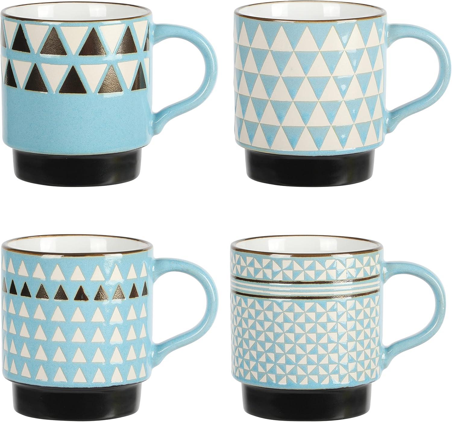 Primevalley Blue and White Ceramic Stackable Mug Set