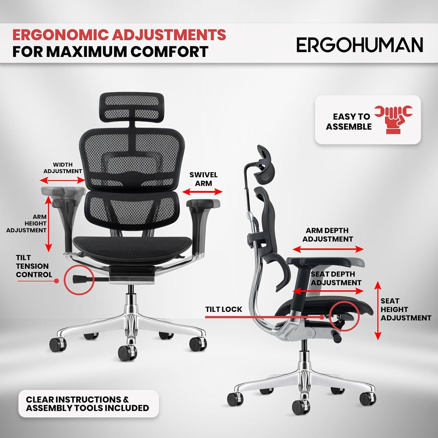 Eurotech High Back Mesh Task Chair Black (ME7ERG(N))