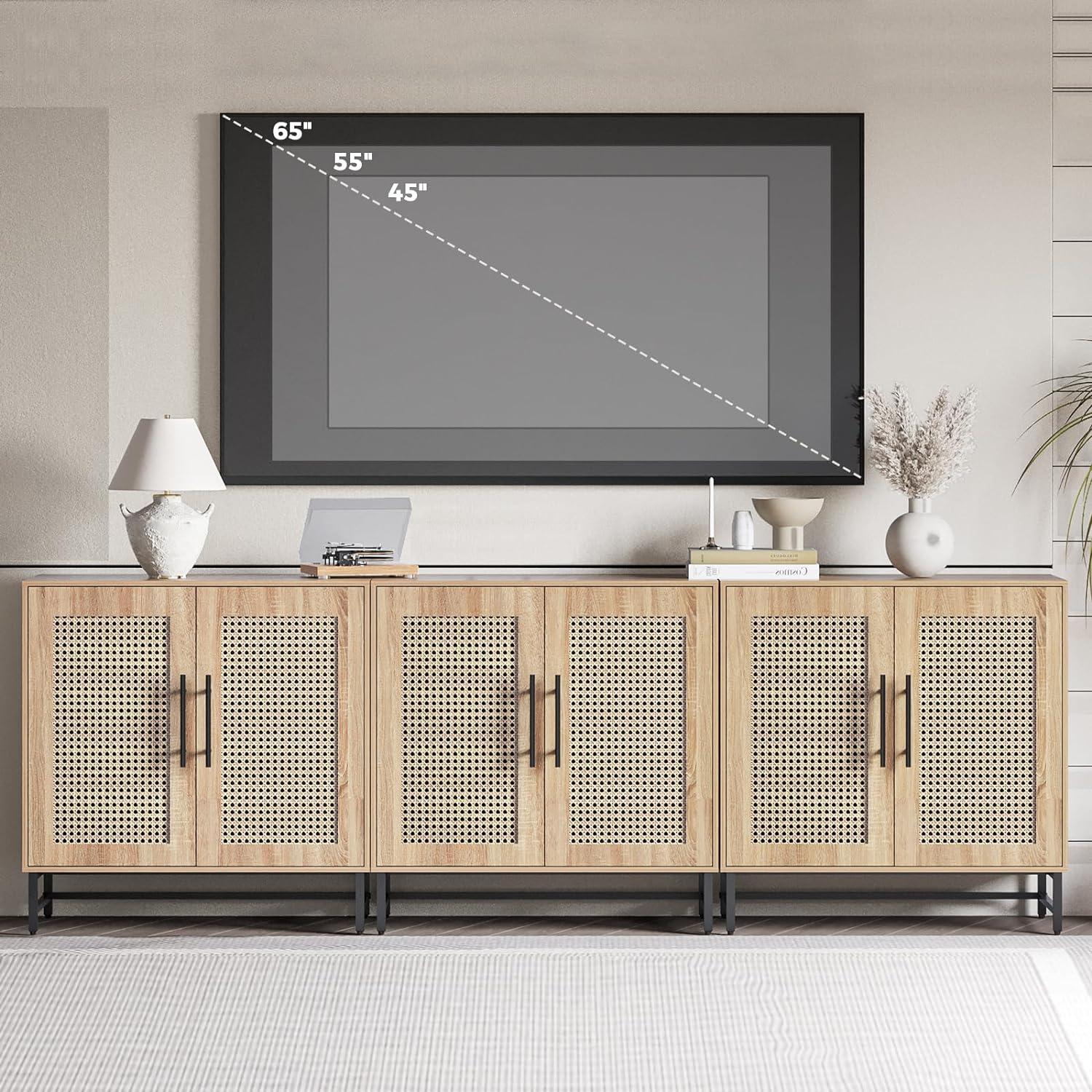 Rattan Cabinet Sideboard Buffet Cabinet, Accent Cabinet for Living Room, Hallway, Dining Room, Entryway