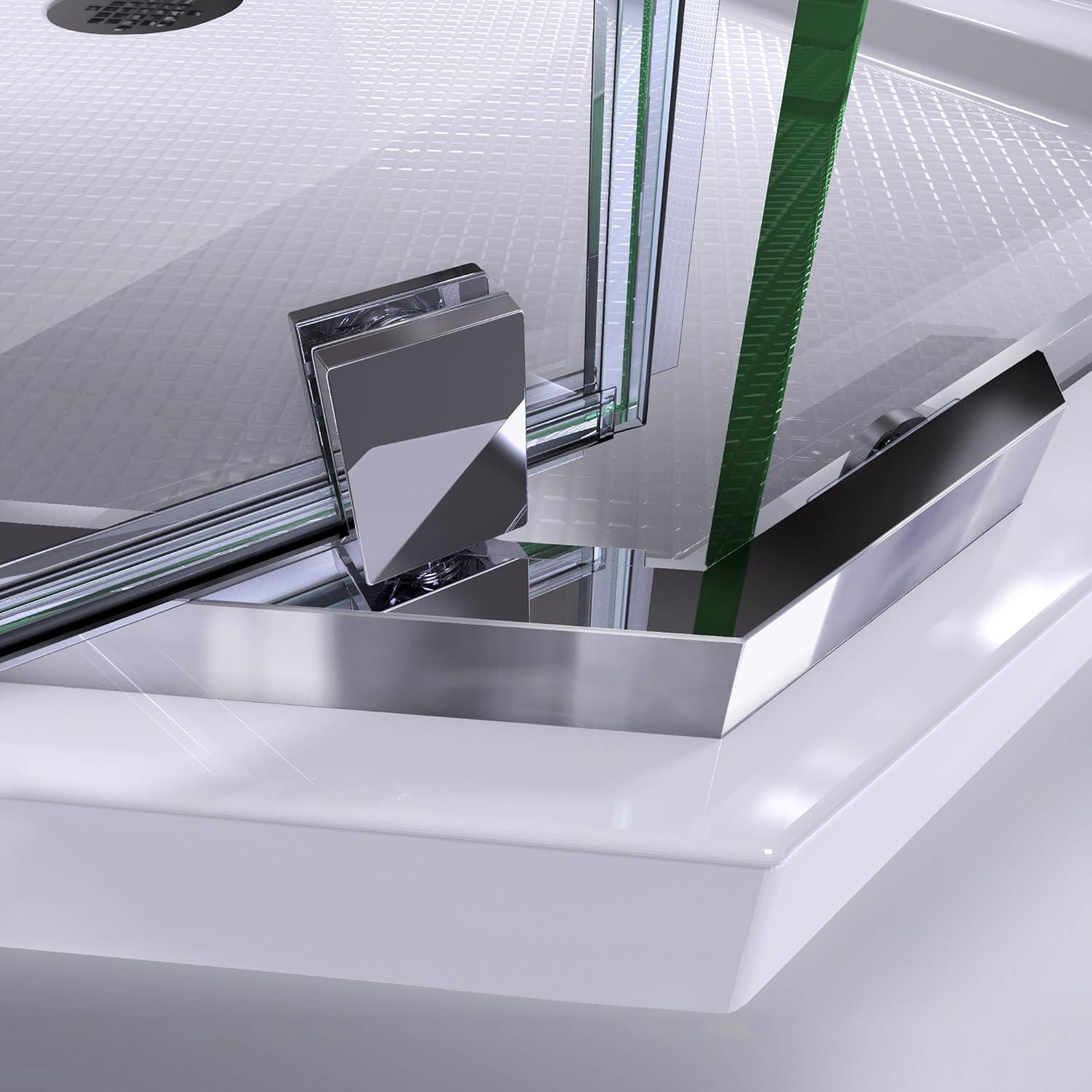 Prism 34.125" W x 34.125" D x 72" H Frameless Rectangle Shower Enclosure with Fixed Panel