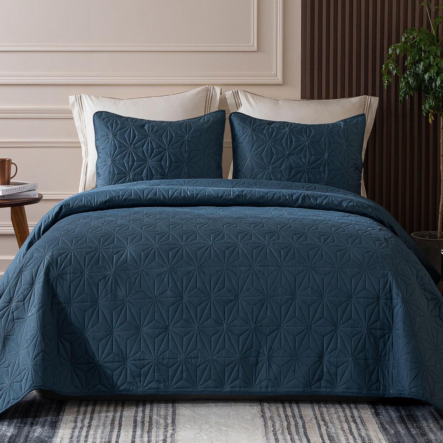 3-Piece King Size Quilt Set Blue - 3 Piece - King