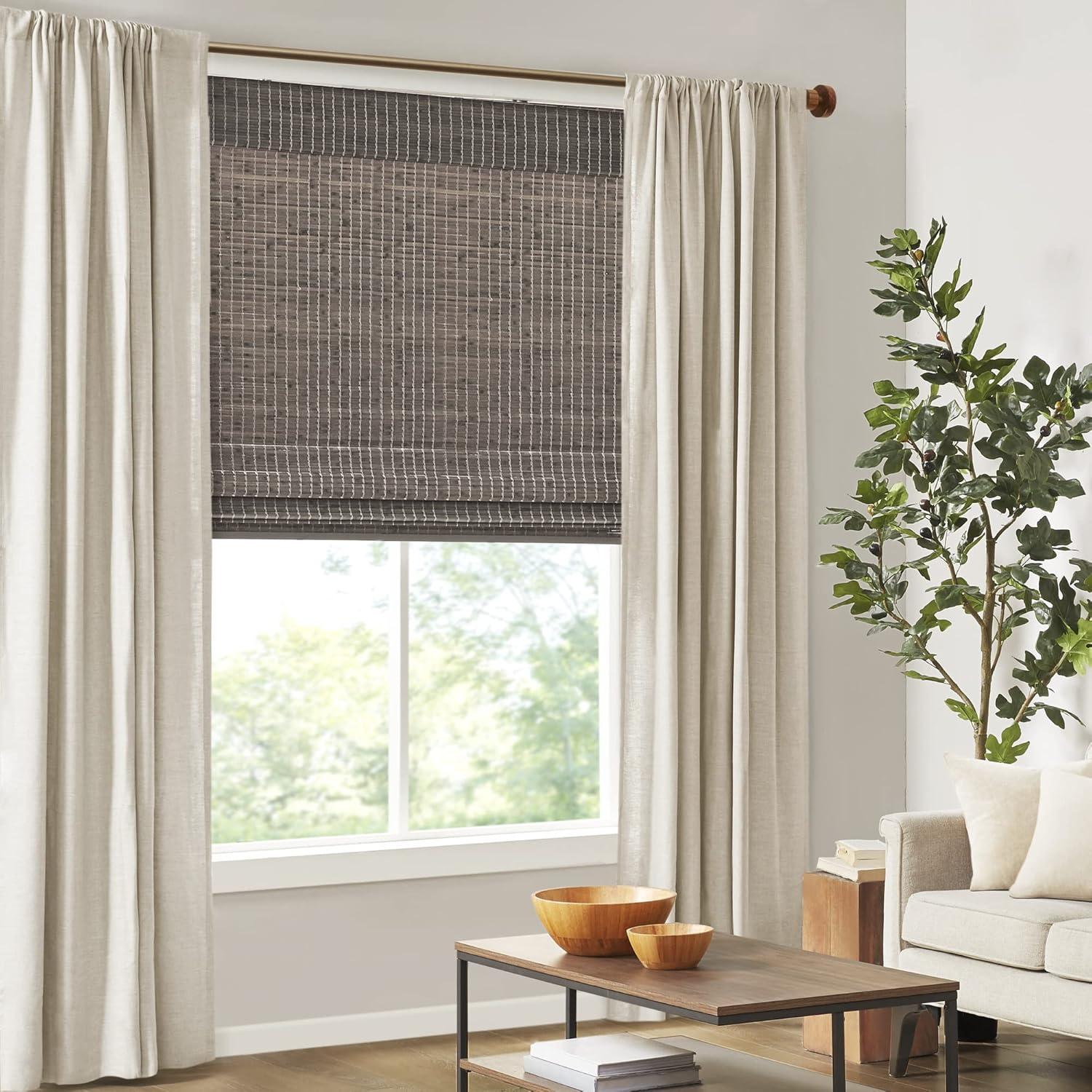 Semi - Sheer Bamboo Light Filtering Roman Shade 64"L