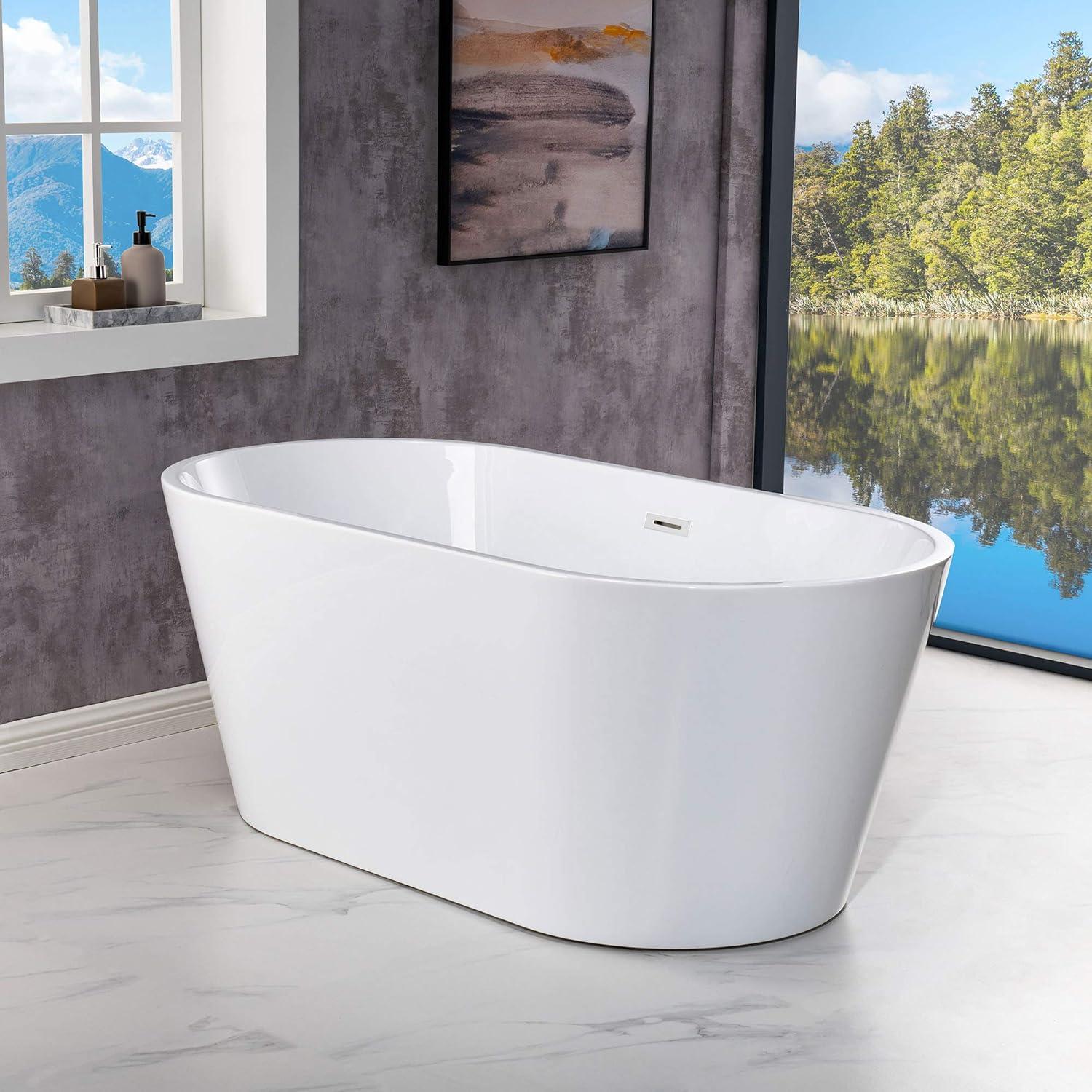 59'' Freestanding Soaking Acrylic Bathtub