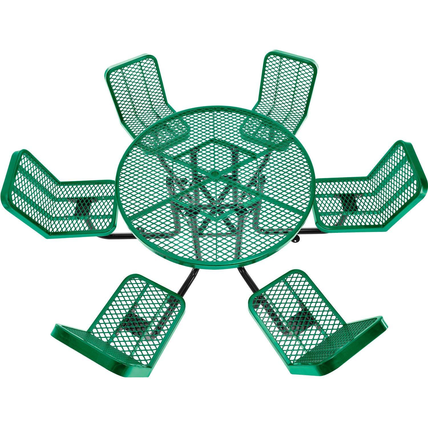 Global Industrial 277590GN 46 in. Round Carousel Expanded Metal Picnic Table with 6 Seats, Green