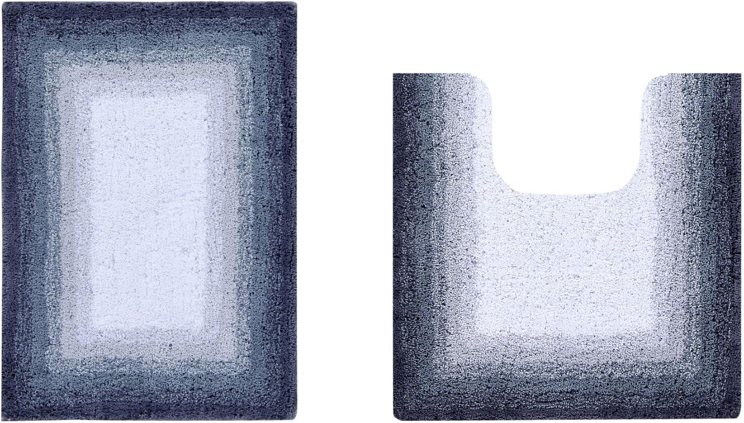 Better Trends Torrent 100% Cotton Tufted Non- Slip Backing 2 Pc (17"x24"|20"x20") Bath Rug Set - Gray