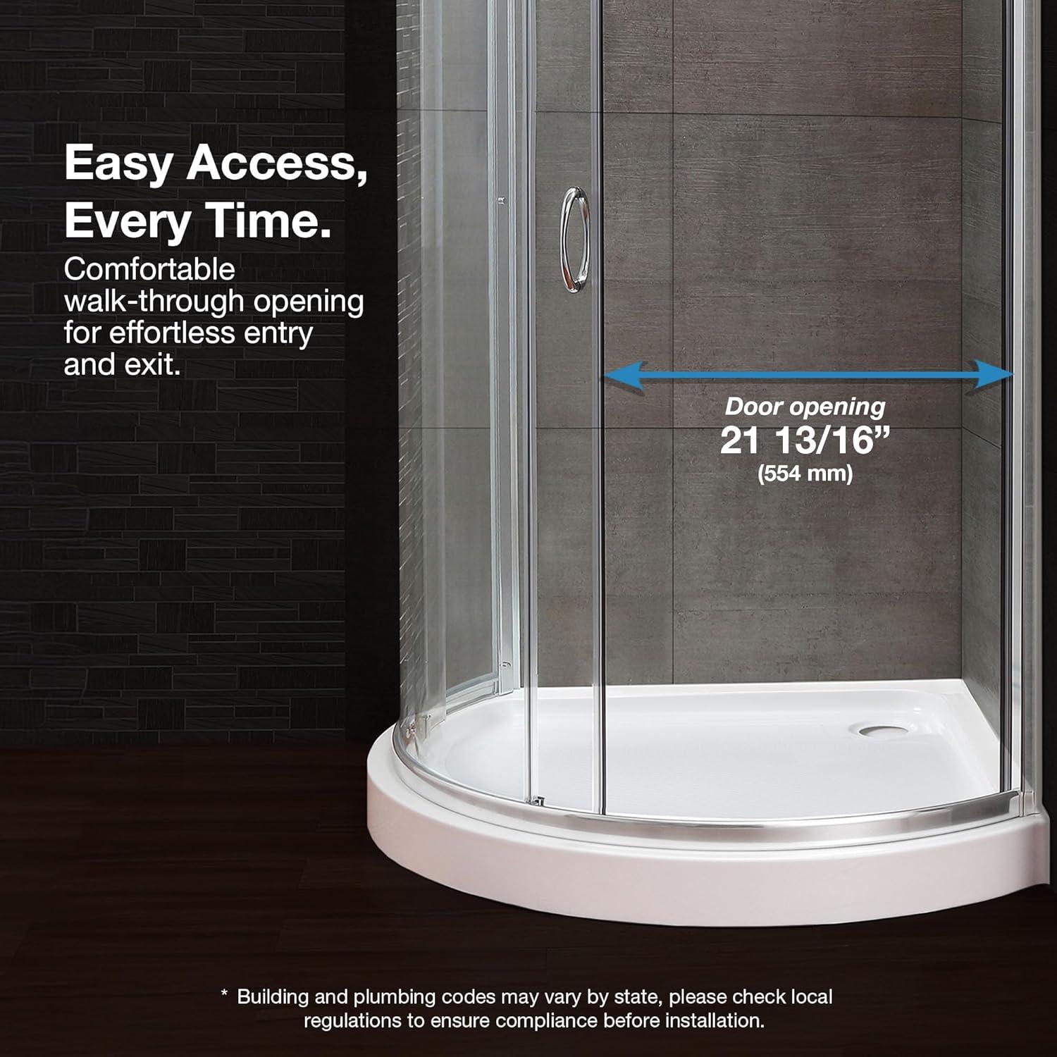 Ove Decors OVE Decors Breeze 35 in. Round Shower Kit w/ Frosted, Base, Wall 15SKA-BREF34-BLKAC