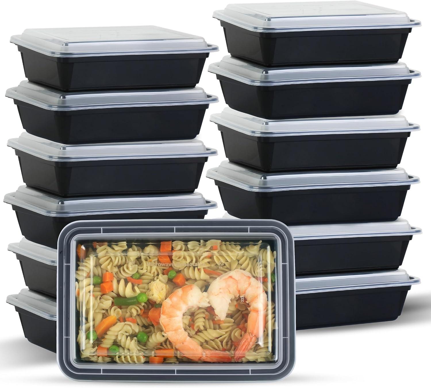 50 Pack Meal Prep Containers Reusable: 24 oz Food Prep Containers with Lids Leakproof, Food Storage Containers Stackable To Go Food Containers, Take Out Containers Microwave Freezer Dishwasher Safe