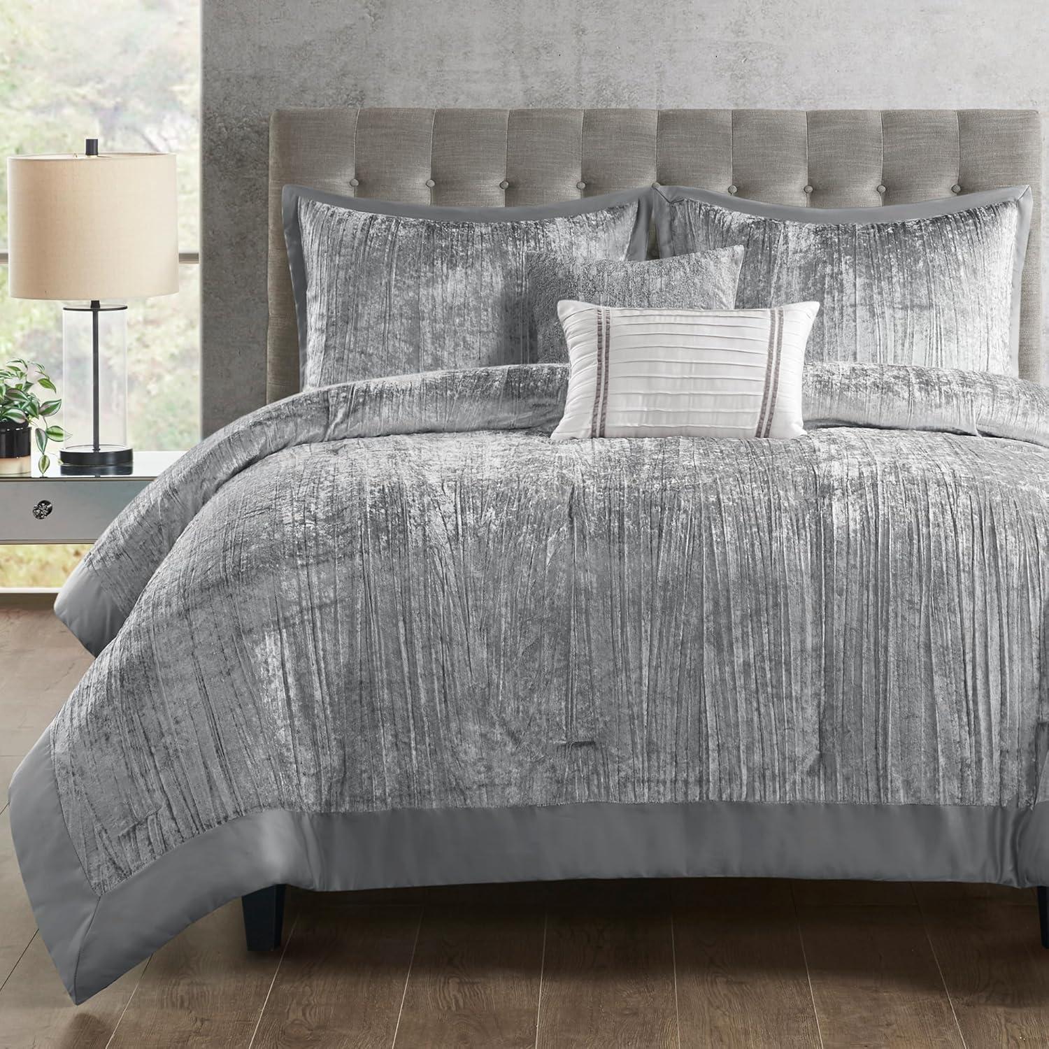 Lee 5 Piece Crinkle Velvet Comforter Set