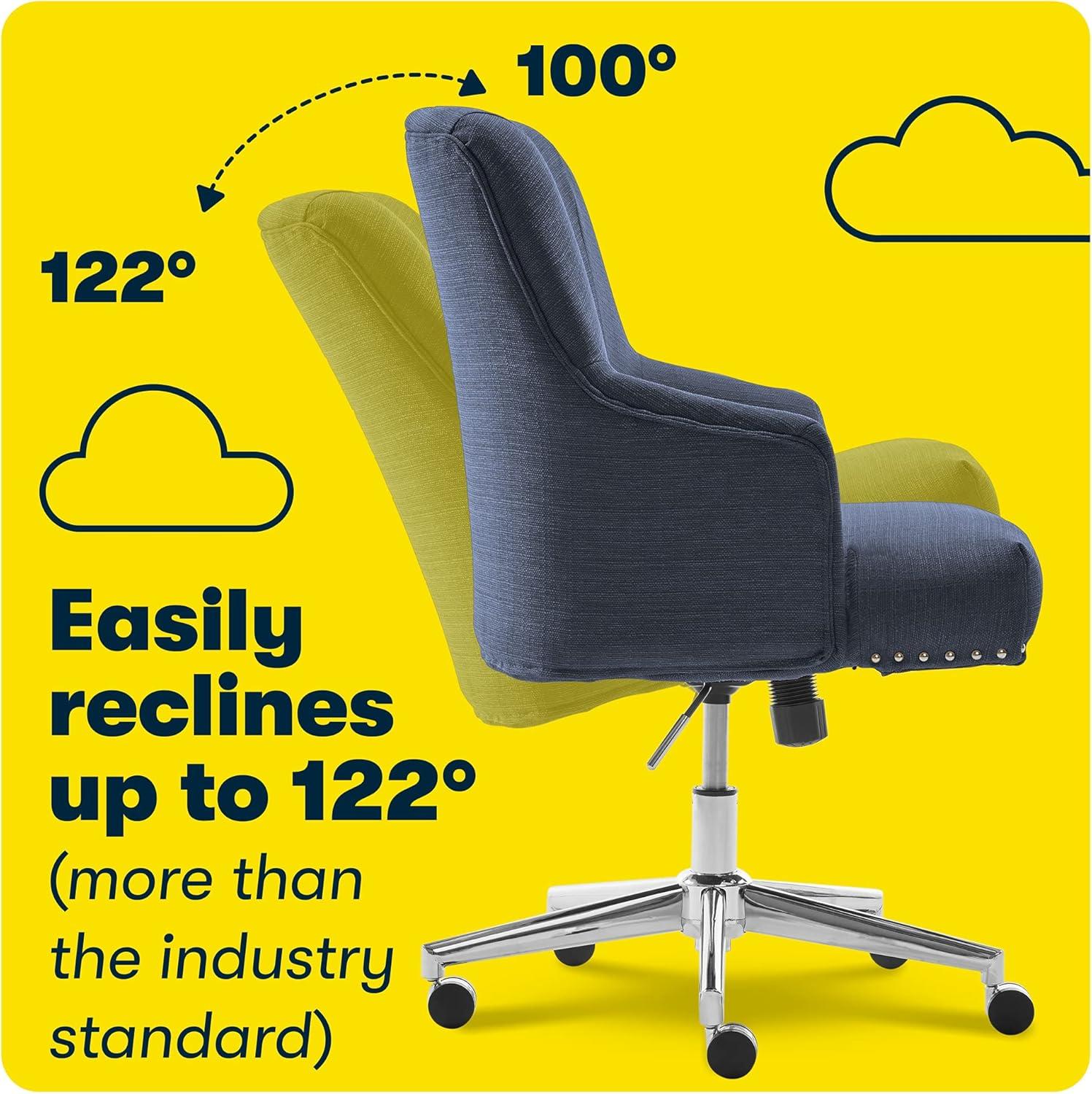 Style Leighton Home Office Chair Sanctuary Blue - Serta: Swivel, Adjustable, Wood Frame, Fixed Arms