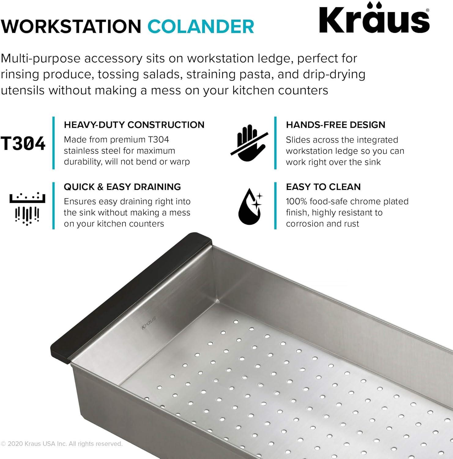 KRAUS Stainless Steel Colander for Workstation Kitchen Sink