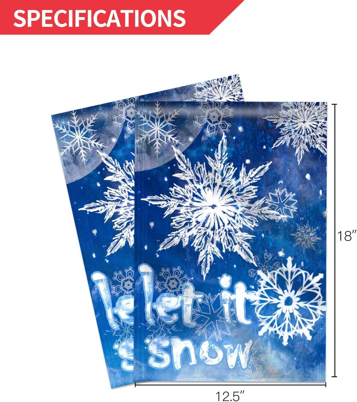 Anley Double Sided Winter Snowflake Garden Flag, Let It Snow Decorative Garden Flags - 18 x 12.5 Inch