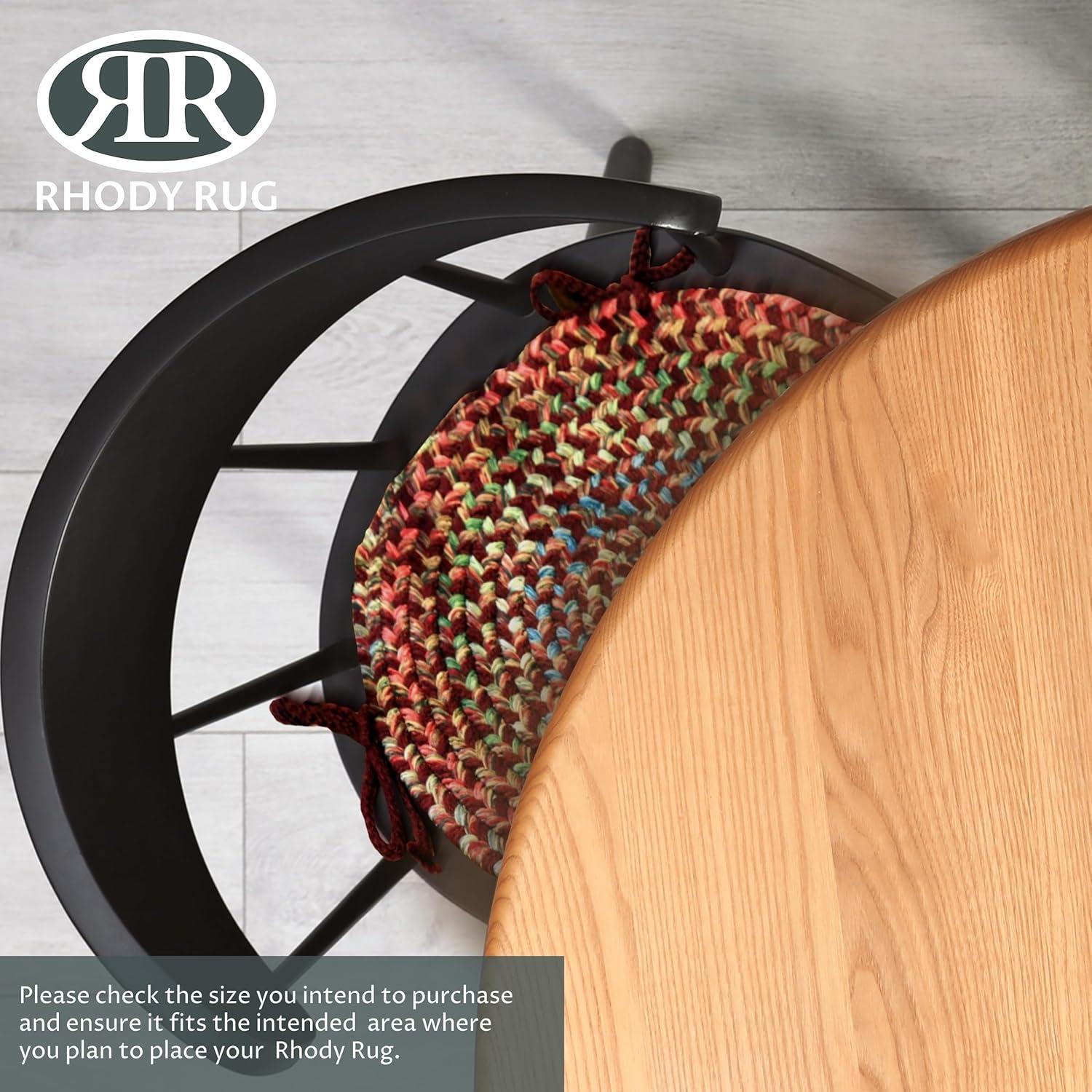 Rhody Rug Katie Braided Chair Pads by  (Set of 4) Burgundy