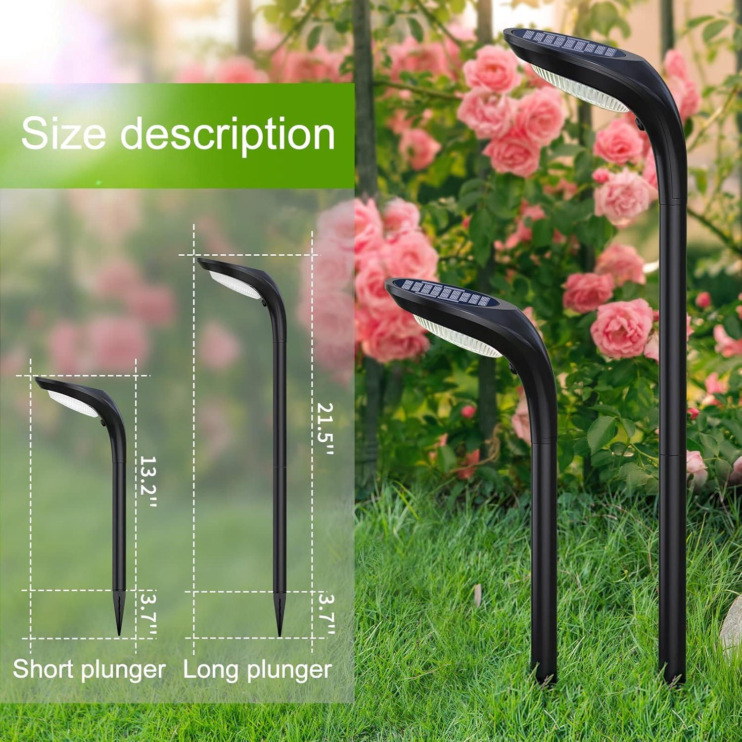 JSOT 4 Pack Solar Pathway Lights, Solar Garden Lights for Walkway, Driveway, Yard, White Light & Warm Light