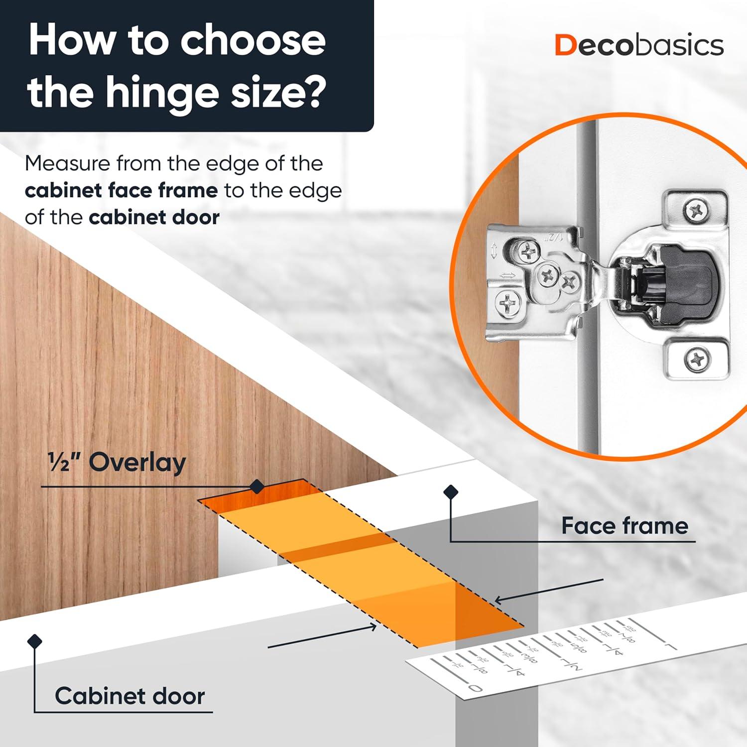 Decobasics 105 Degree 3 Way Adjustability 1/2" Overlay Hinge