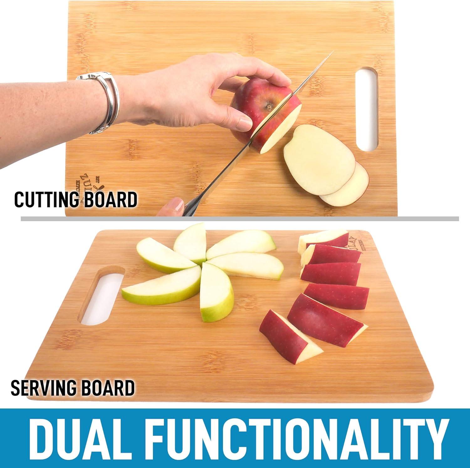 Zulay Kitchen (3-Piece) Bamboo Wooden Cutting Boards For Kitchen - Premium 3 Assorted Sizes (9.5"x13", 8.5"x11", and 6"x8")