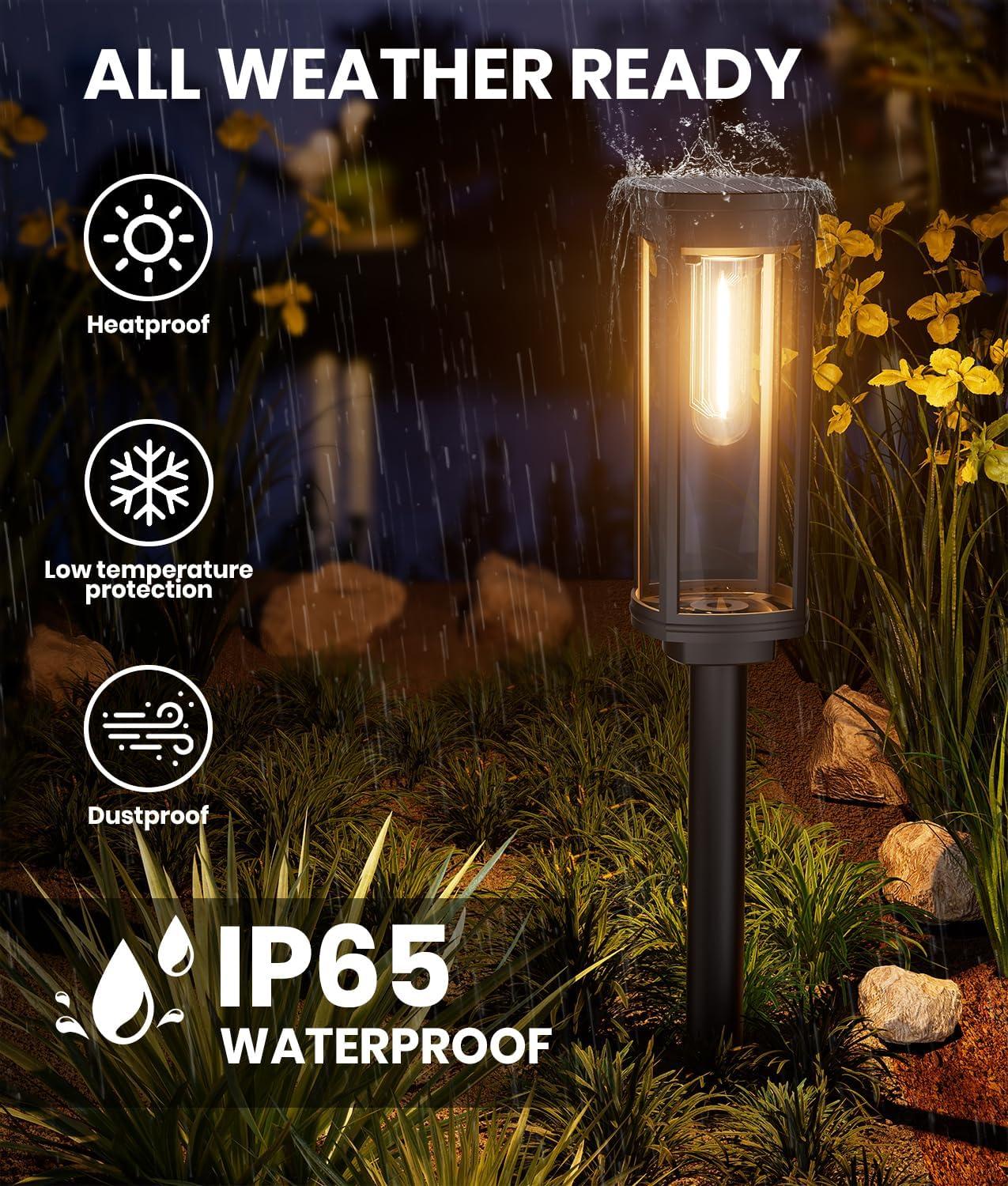 LETMY Solar Powered Integrated LED Pathway Light Pack (Set of 6)
