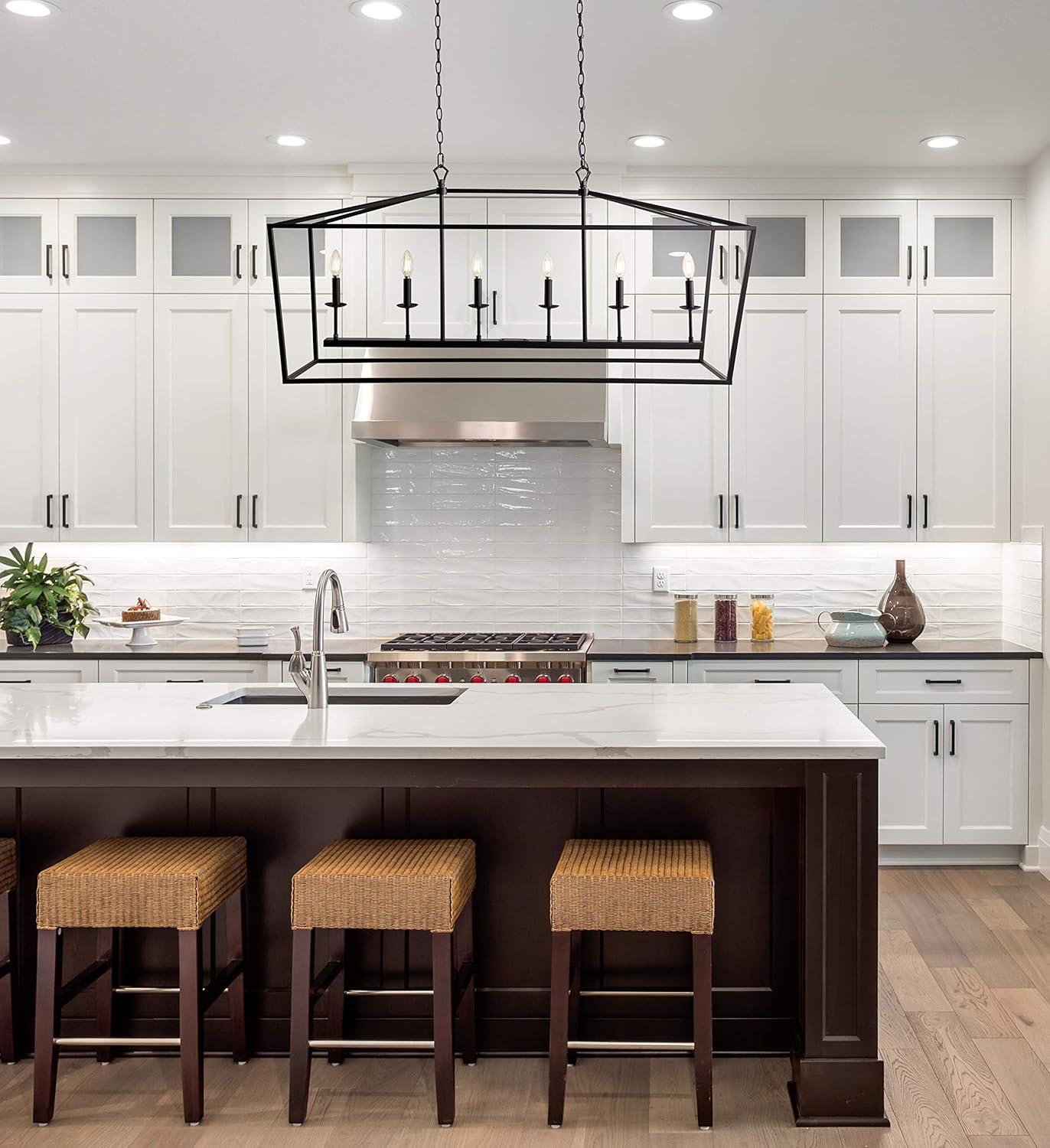 JONATHAN Y Pagoda 49" 6-Light Classic Traditional Metal Linear Cage Lantern LED Pendant, Oil Rubbed Bronze