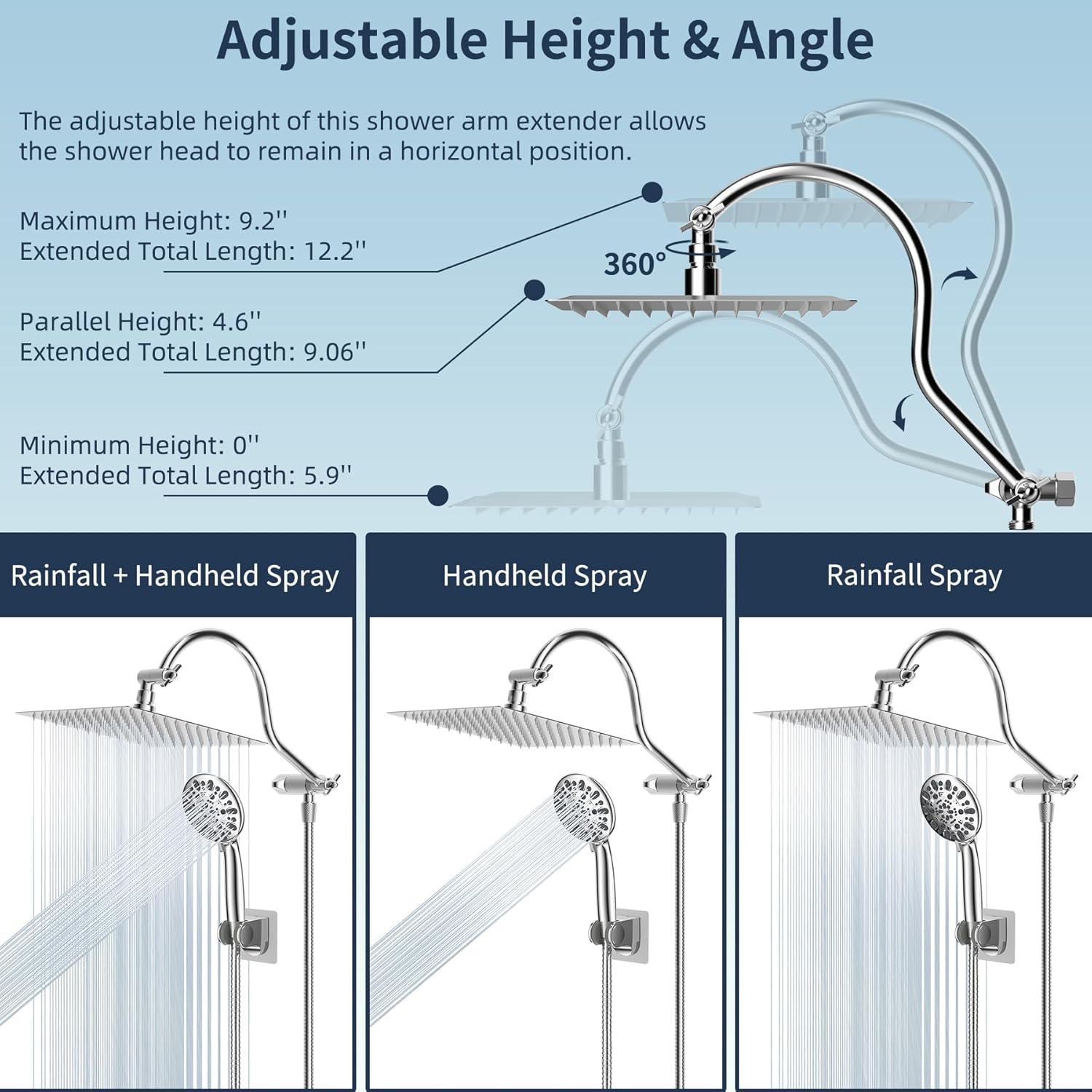 High Pressure Rainfall Shower Head with Handheld Spray Combo