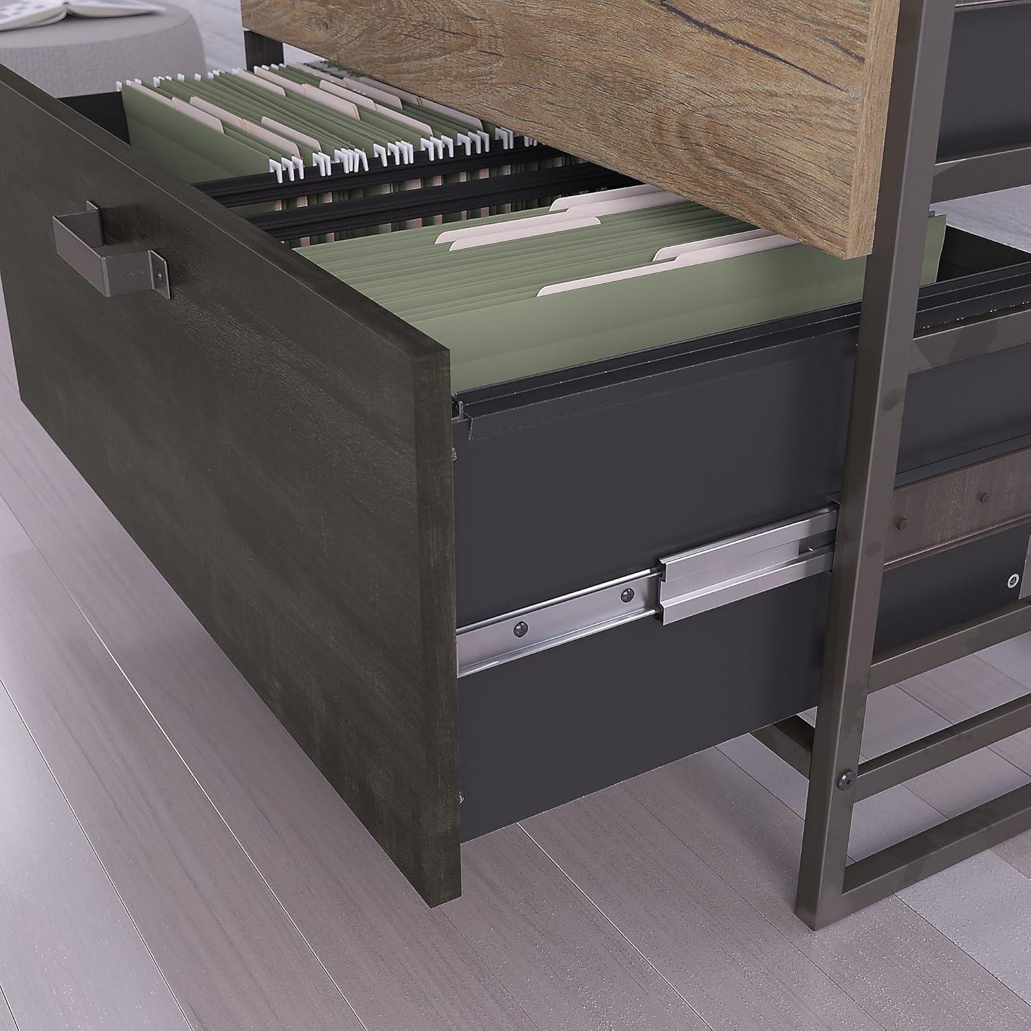 Bush Furniture Refinery Lateral File Cabinet in Rustic Gray